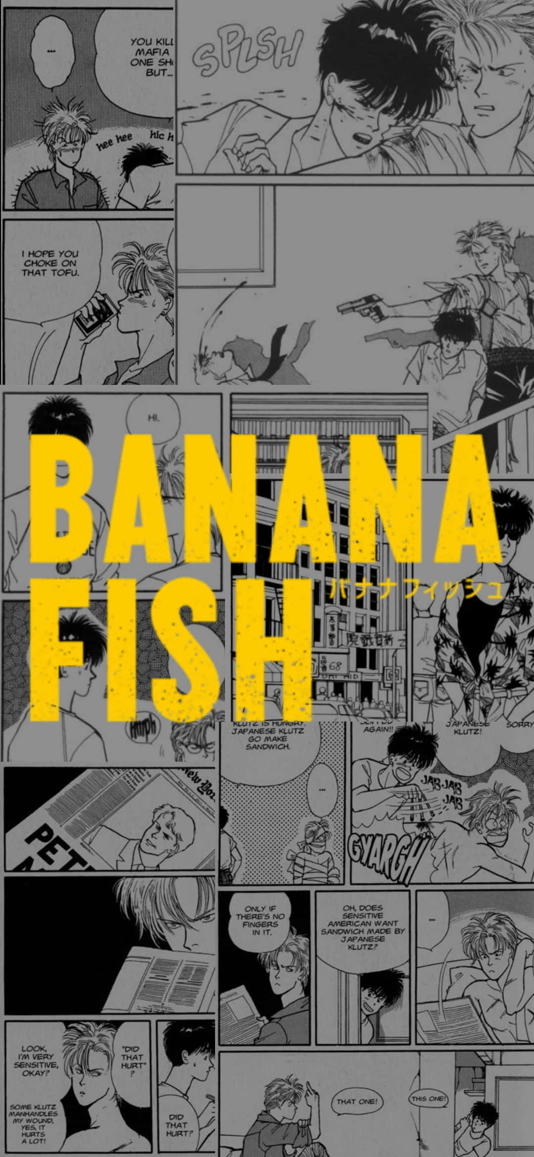 Dynamisk Duo i Aksjon - Ash Lynx og Eiji Okumura fra Banana Fish Bakgrunner