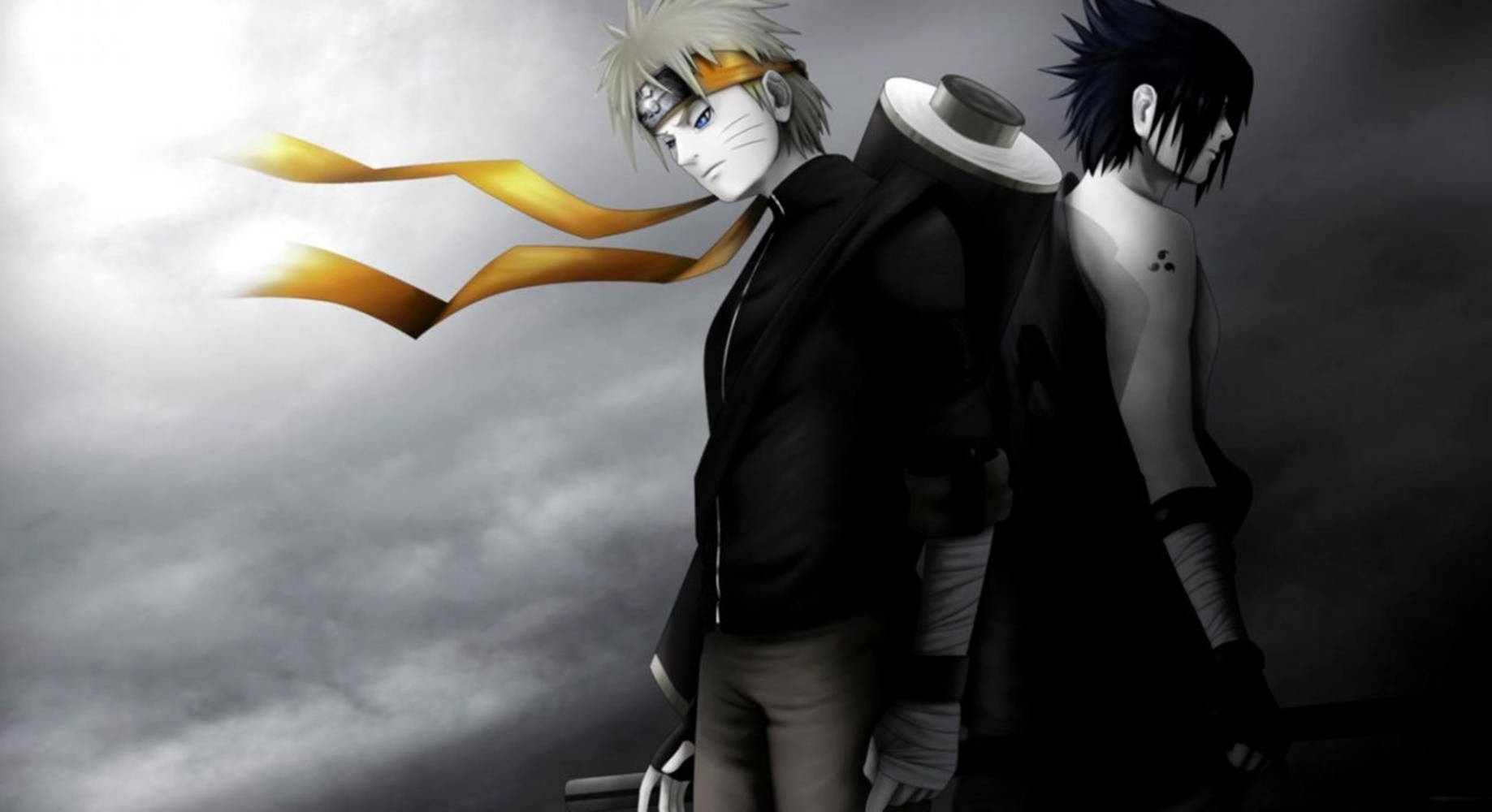 Dyster Sasuke og Naruto Svart Bakgrunner