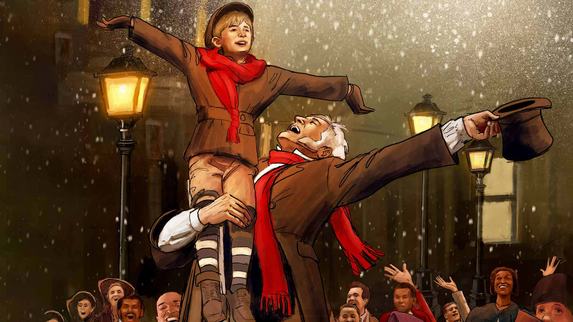 Ebenezer Scrooge nyter julestemningen Bakgrunner