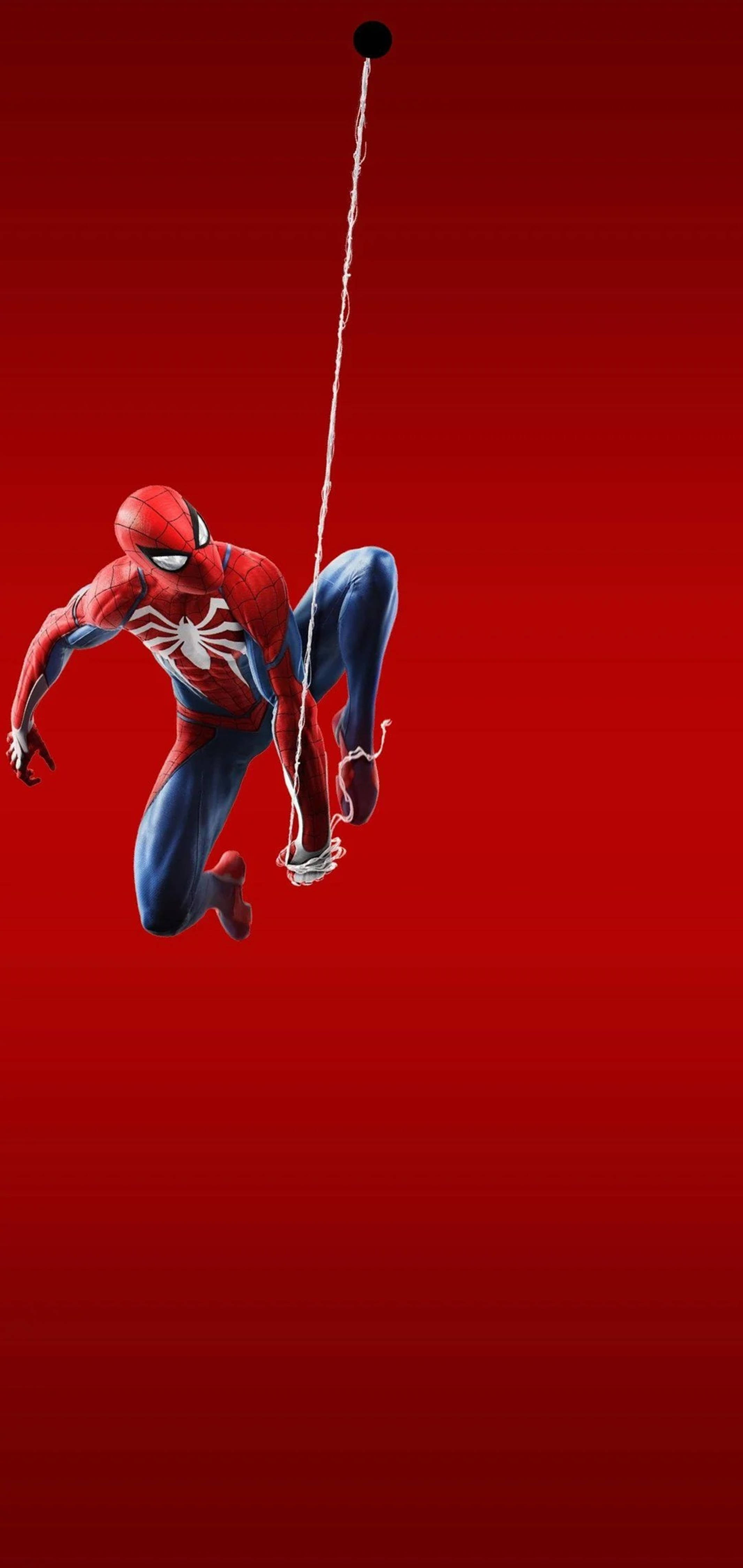 Edderkoppen Spiderman avfyrer nett mot sort hull 4K Bakgrunner