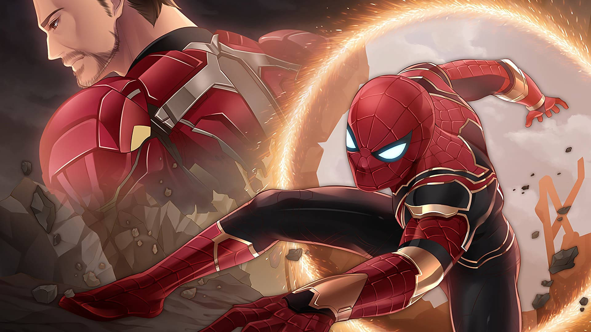 Edderkoppmannen iført metalldrakt som er en gave fra Iron Man.