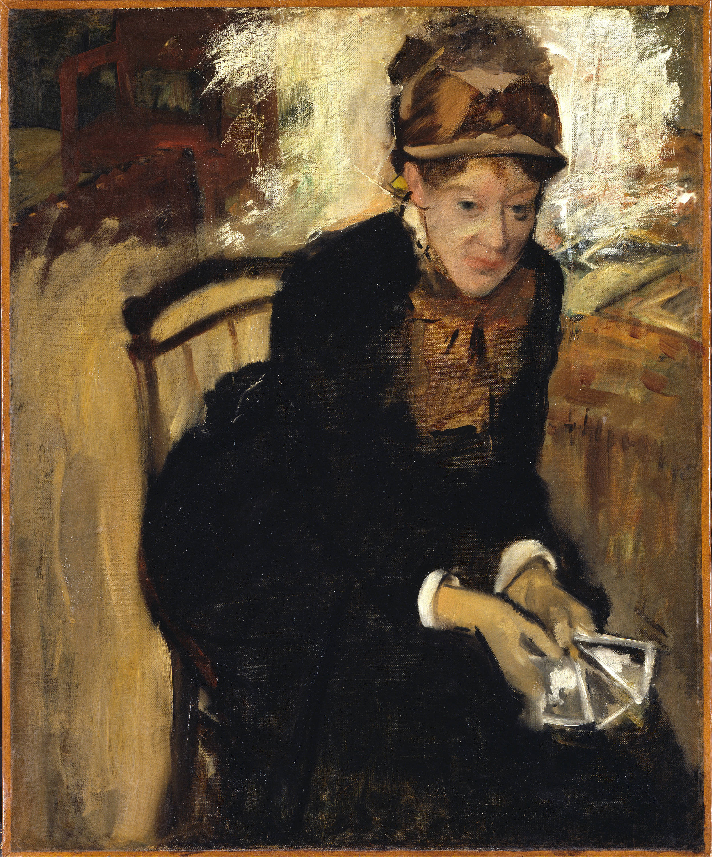 Edgar Degas Portrett av Mary Cassatt Bakgrunner