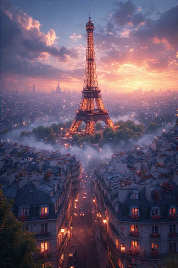 Eiffeltårnet ved soloppgang Paris Tak 4K Bakgrunner