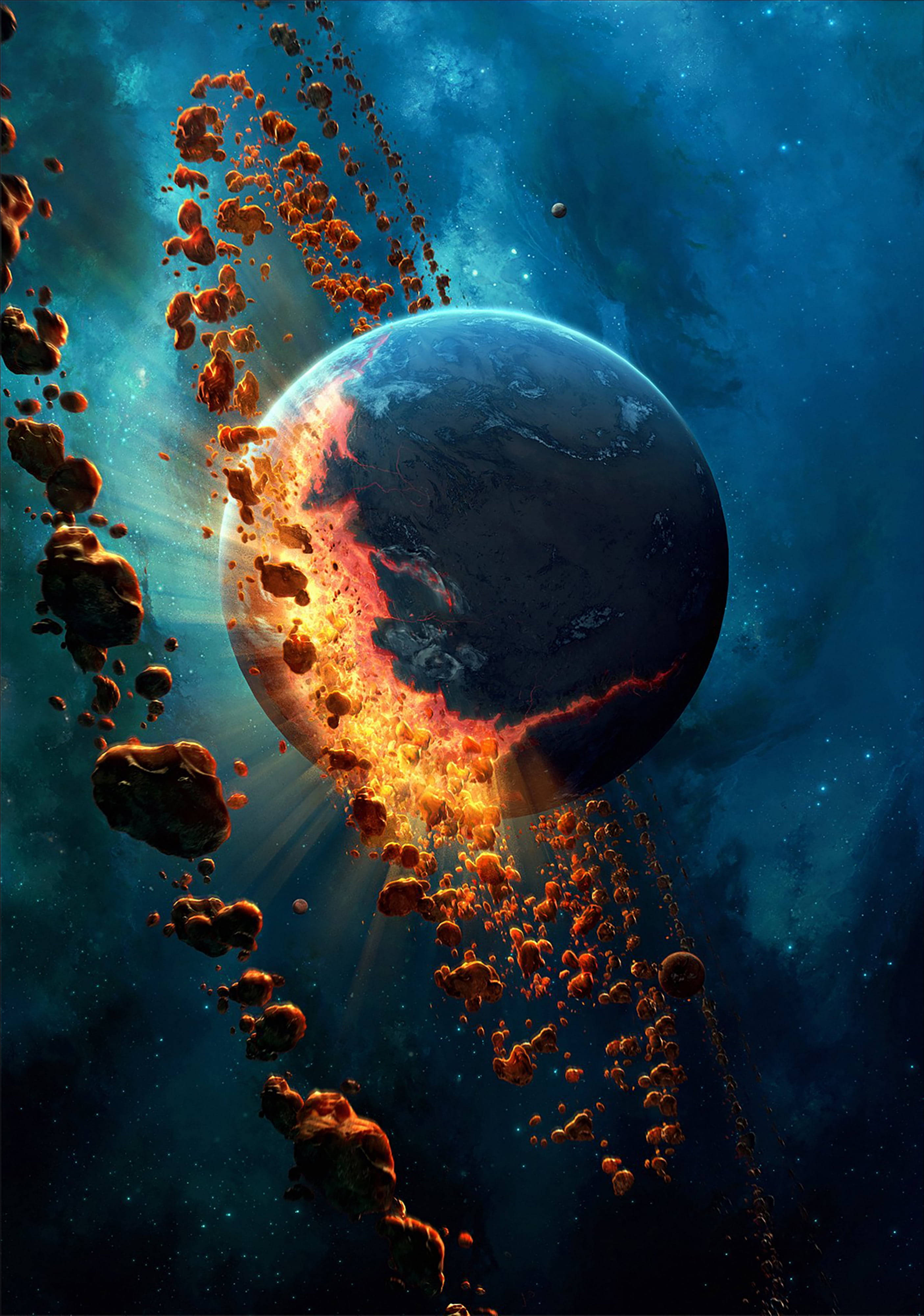 Eksploderende planet i rommet 4K telefon Bakgrunner