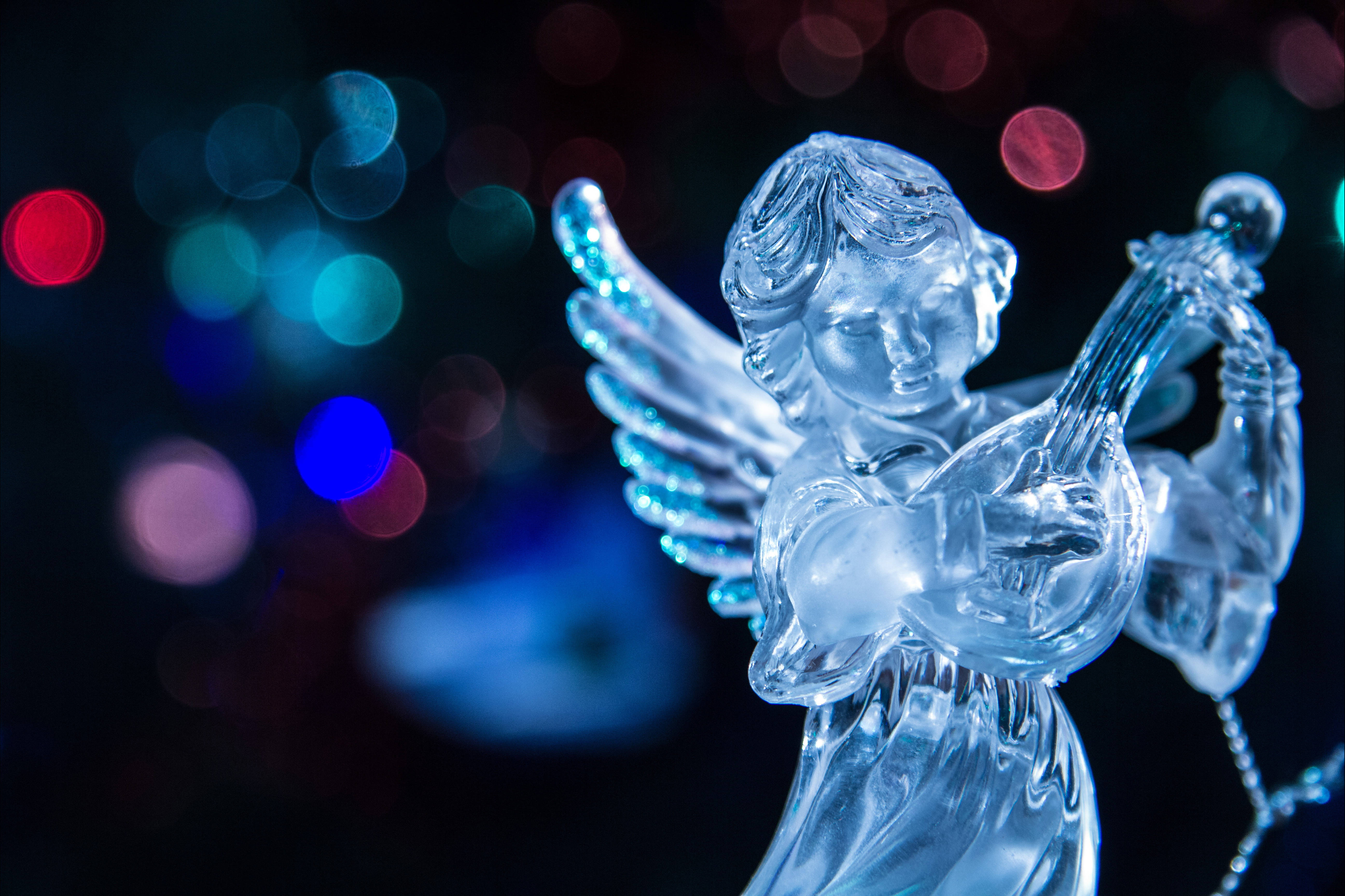 Elegant glassjulengel figur Bakgrunner