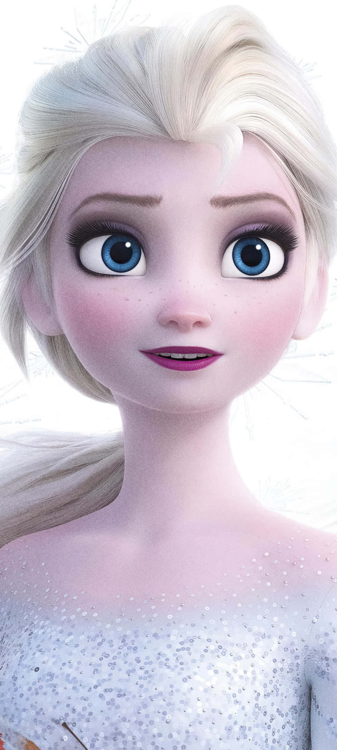 Elsa fra Frost har på seg en hvit kjole og blå øyne Bakgrunner