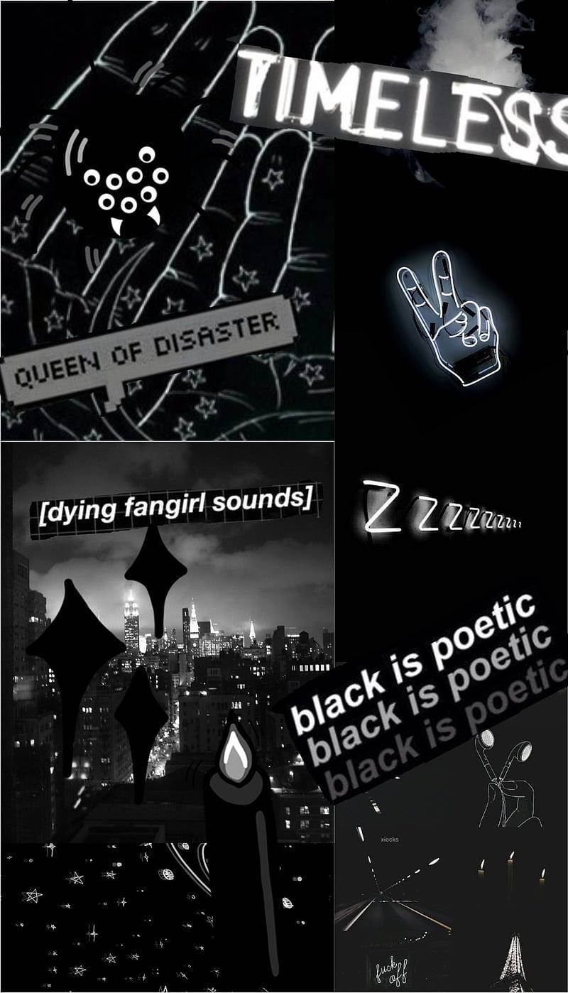 Emo-estetikk i svart collage Bakgrunner