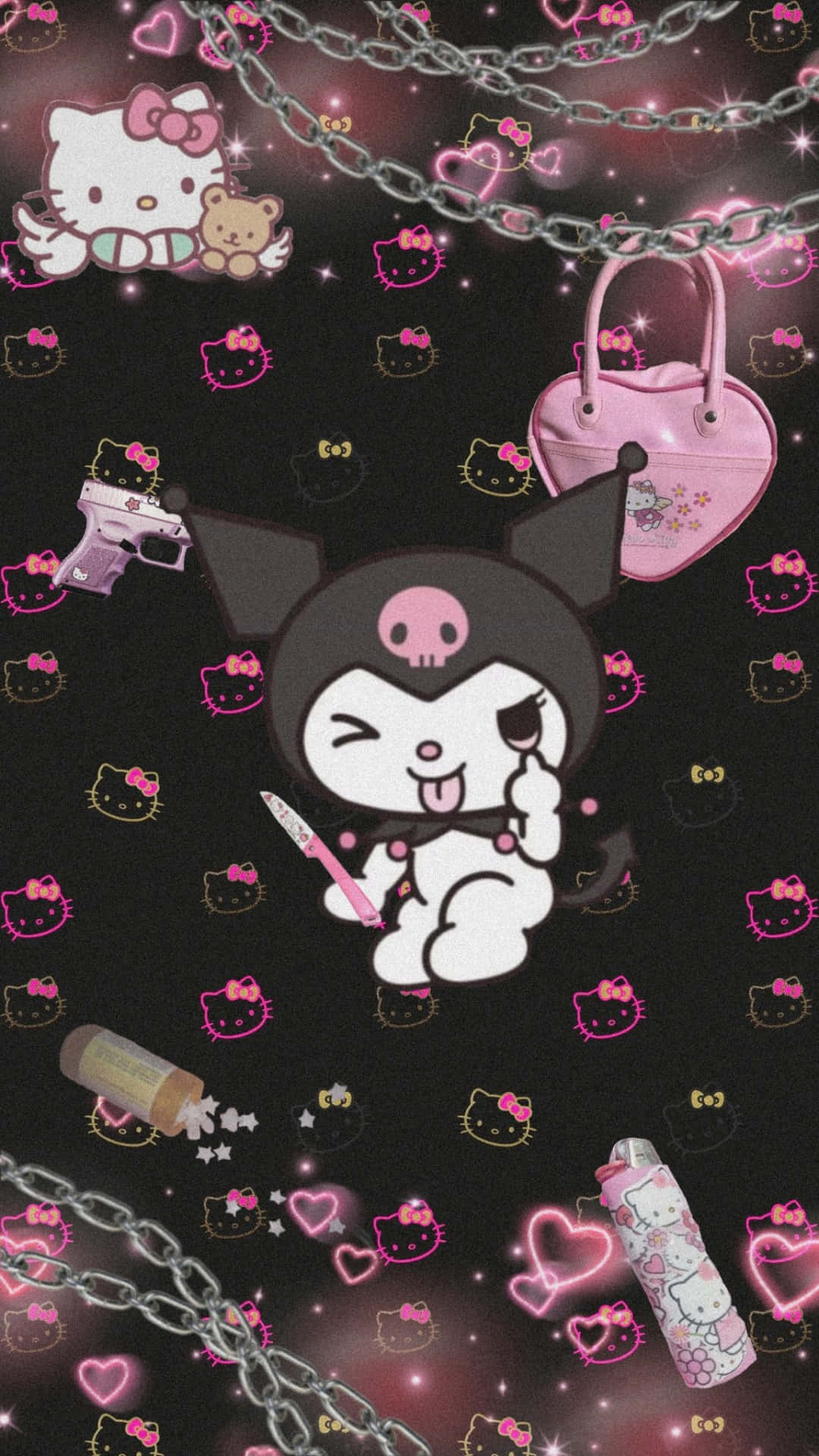 Emo Hello Kitty med Kuromi Bakgrunner