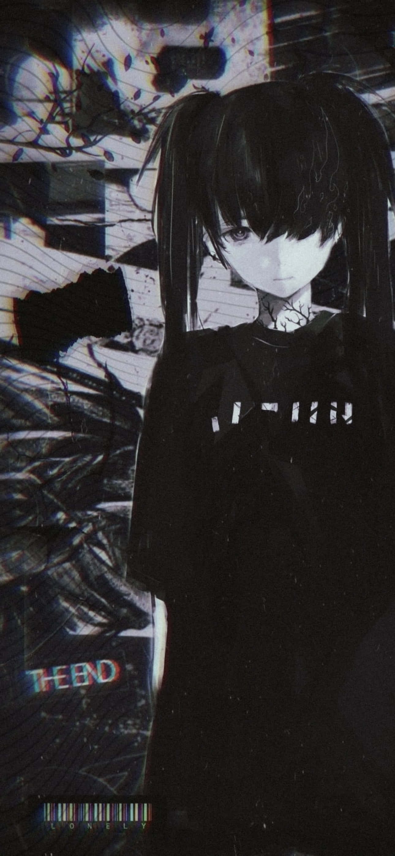 Emo iPhone Anime-jente i svart Bakgrunner