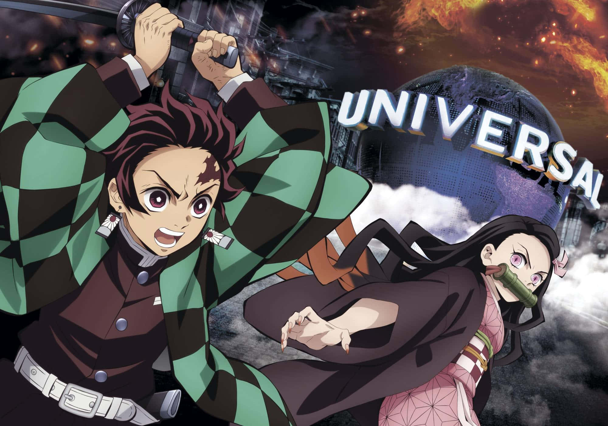 En besluttsom Tanjiro Kamado fra Demon Slayer gjør seg klar til kamp Bakgrunner