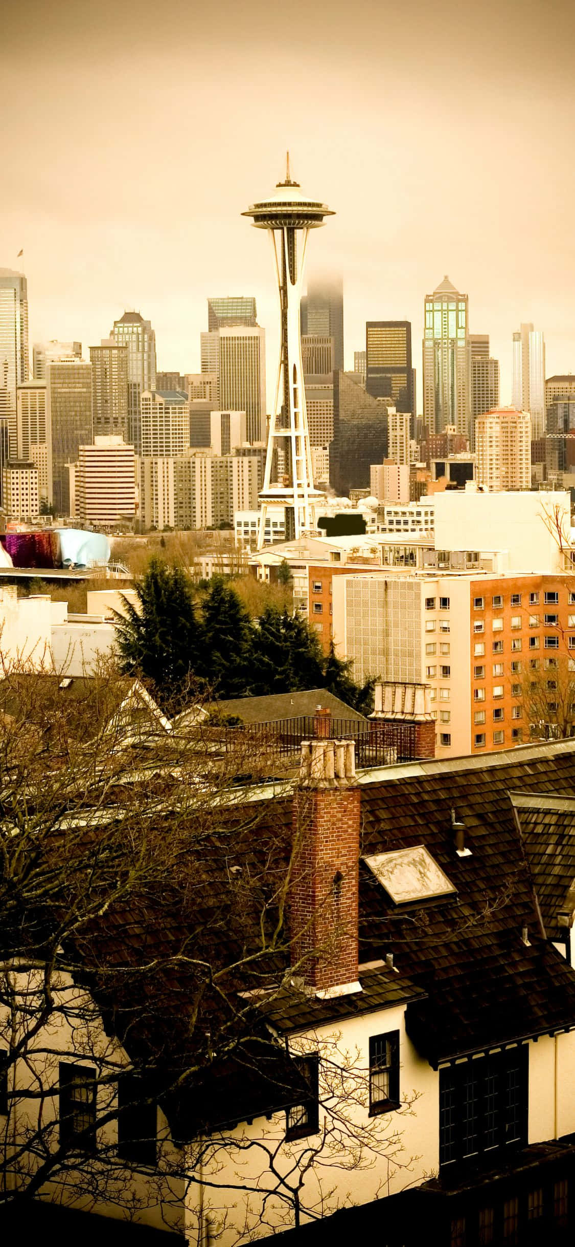 en by med en space needle Bakgrunner