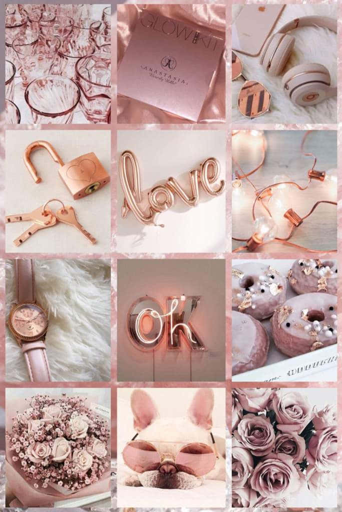 en collage av bilder med rosagull og rosa Bakgrunner