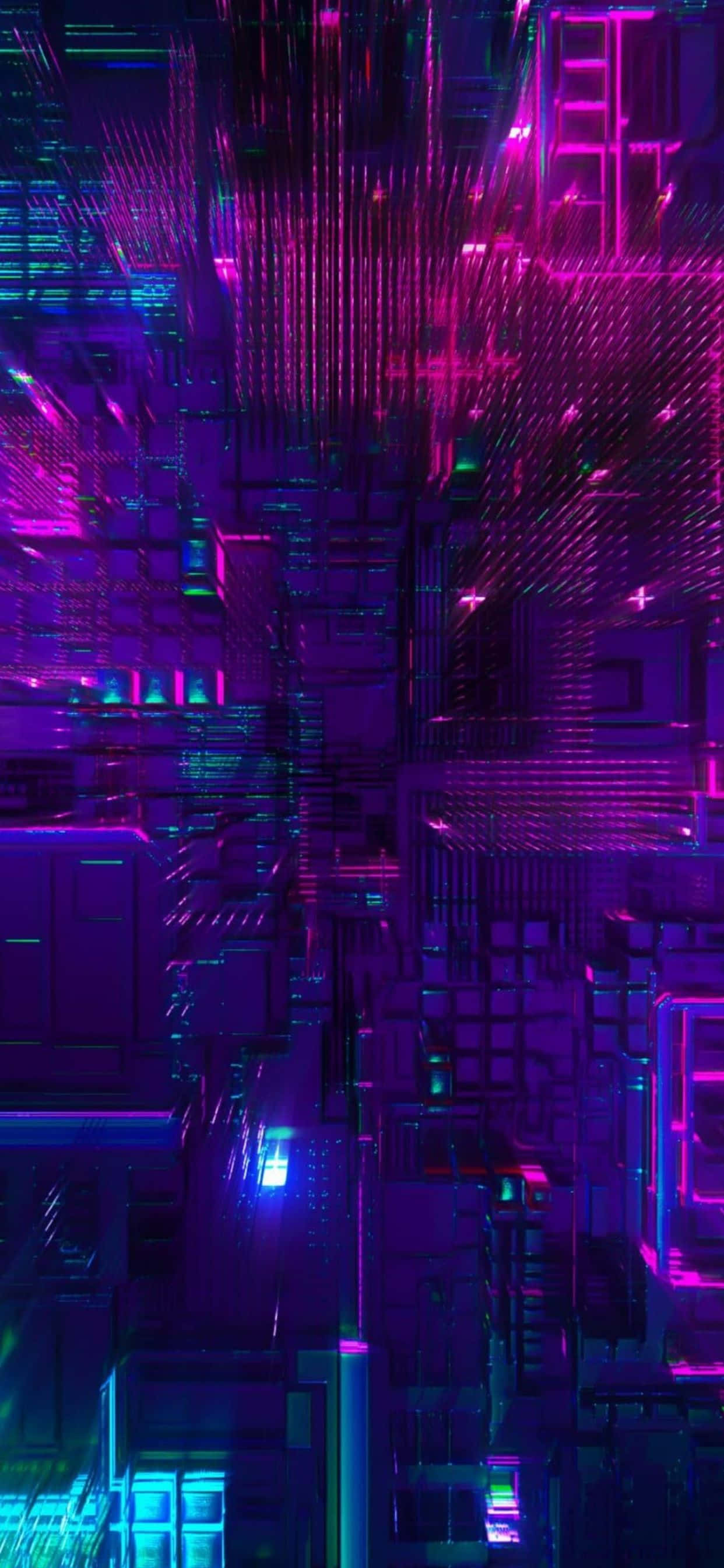 en futuristisk by med neonlys og en futuristisk by Bakgrunner