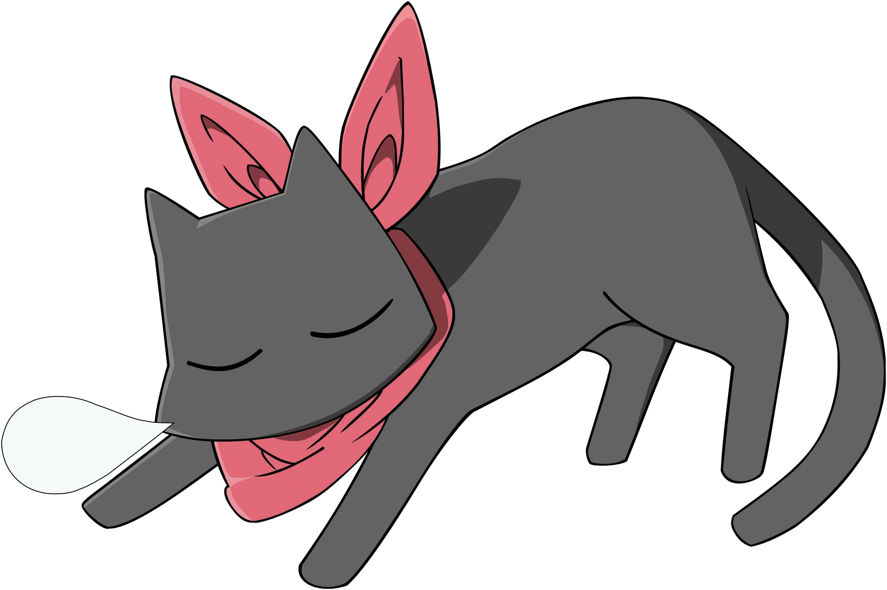 En glad animekatt som viser frem den søte siden sin med et rosa sløyfe Bakgrunner