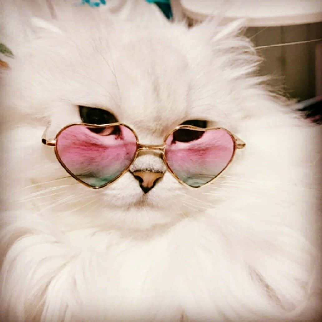 en hvit katt med solbriller Bakgrunner