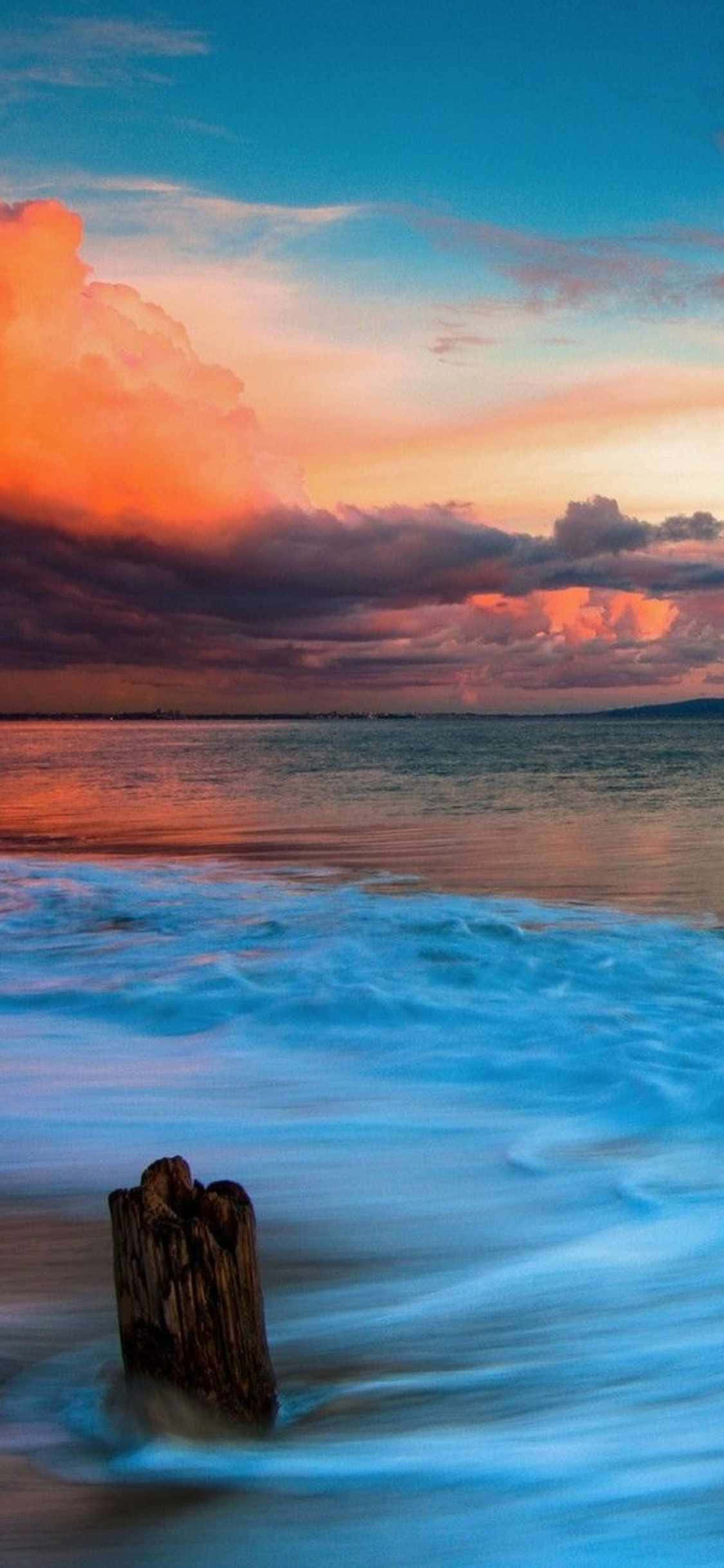 En idyllisk solnedgang over Malibu, California sett gjennom linsen på en iPhone Xs Bakgrunner