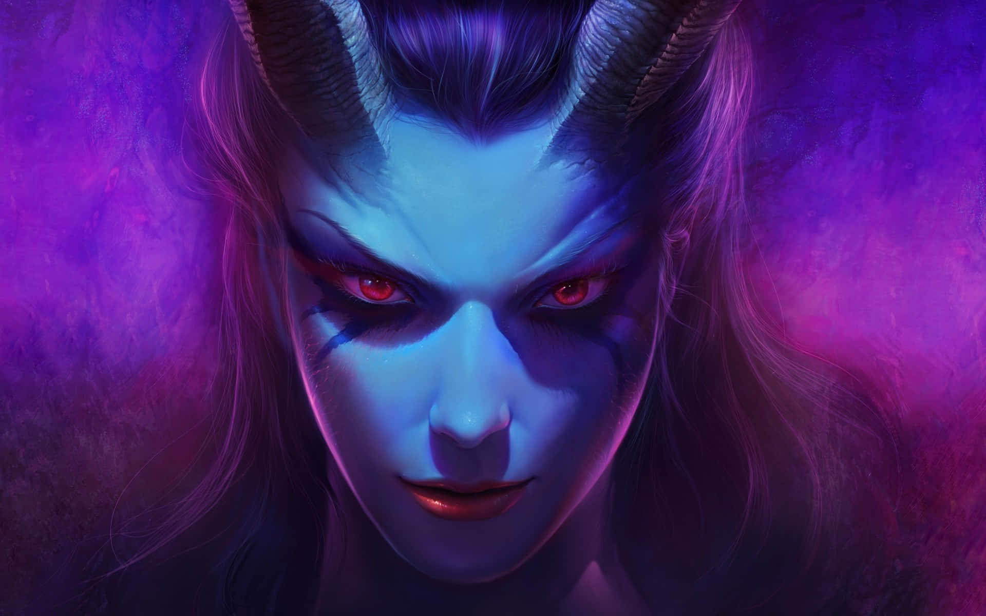 En intens Anime-demon stirrer ut i tomrommet Bakgrunner