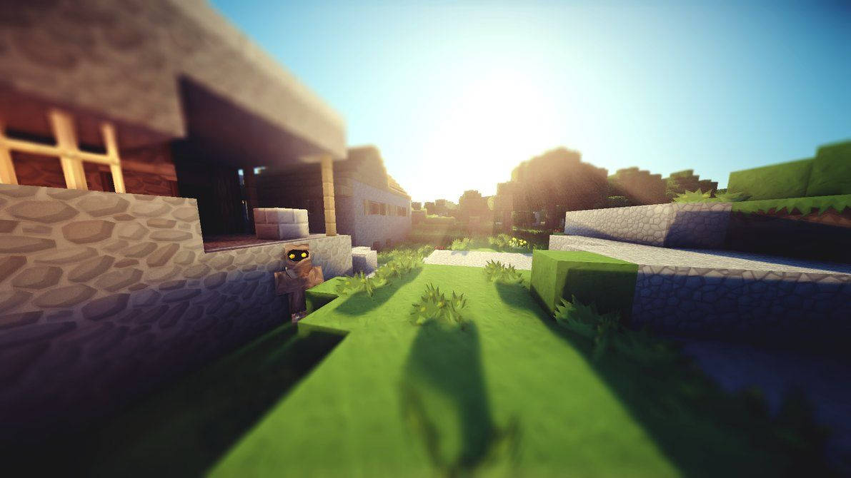 HD Minecraft solrik dag grønt utendørsbilde bakgrunn