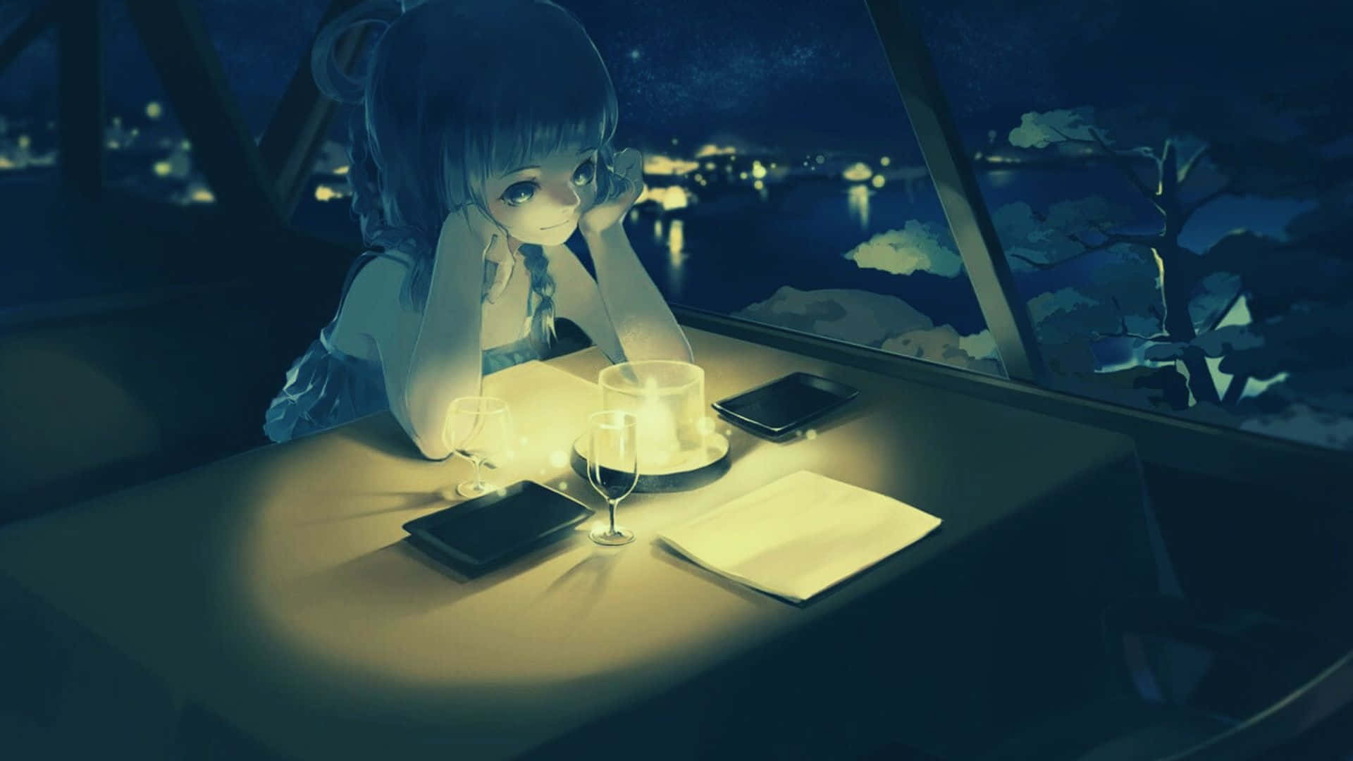 En moderne kaffekafé inspirert av anime-design. Bakgrunner