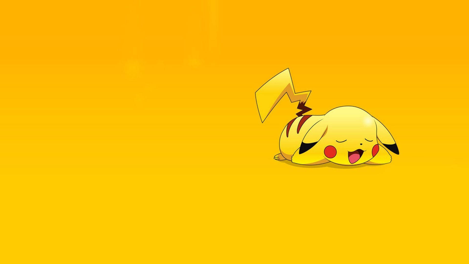 Bakgrunnsbilde av Pikachu som gjesper på gul bakgrunn.