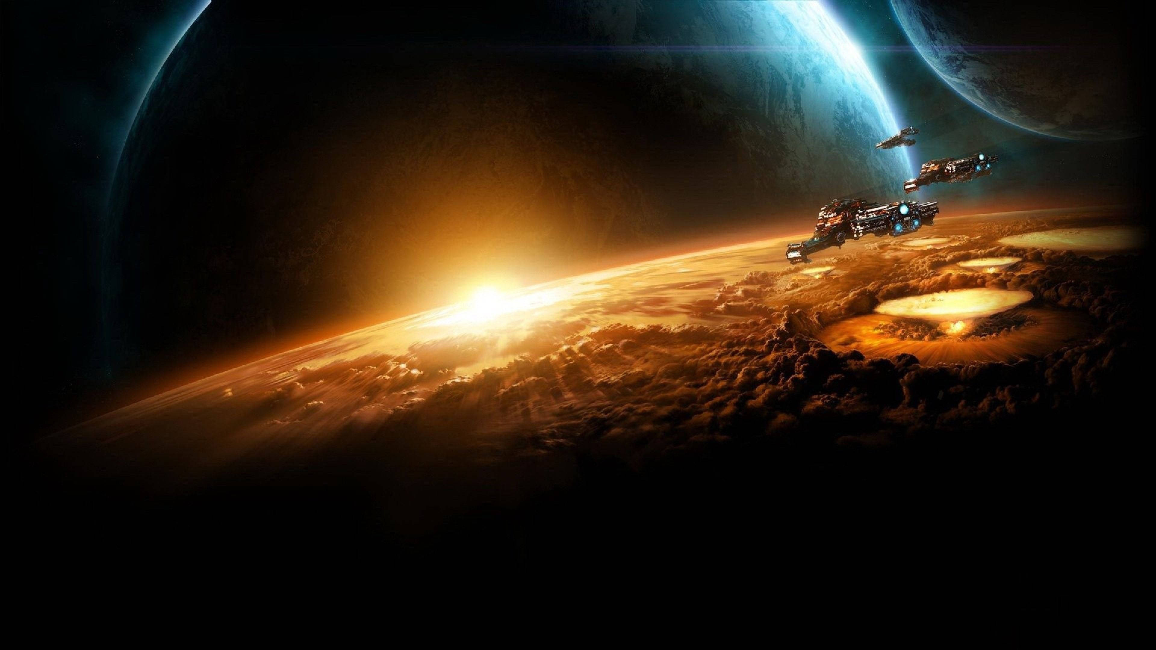 En planetlanding av et Starcraft-romskip Bakgrunner