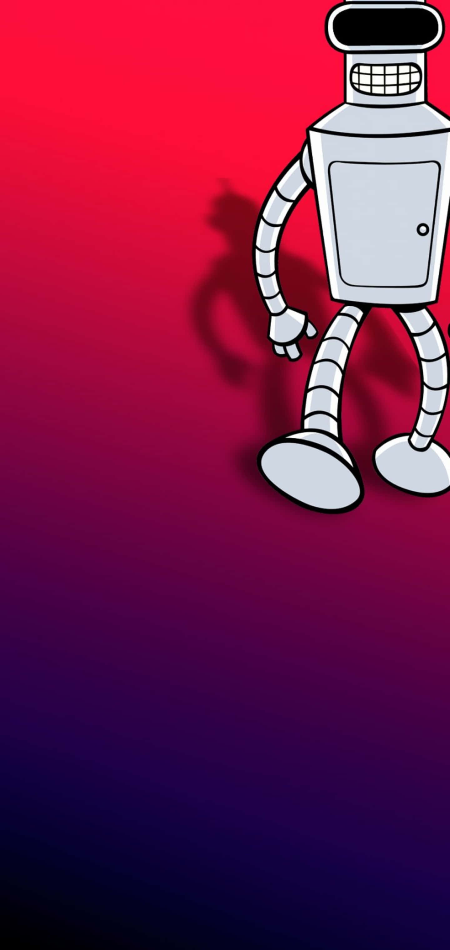en robot som står på en rød og blå bakgrunn Bakgrunner