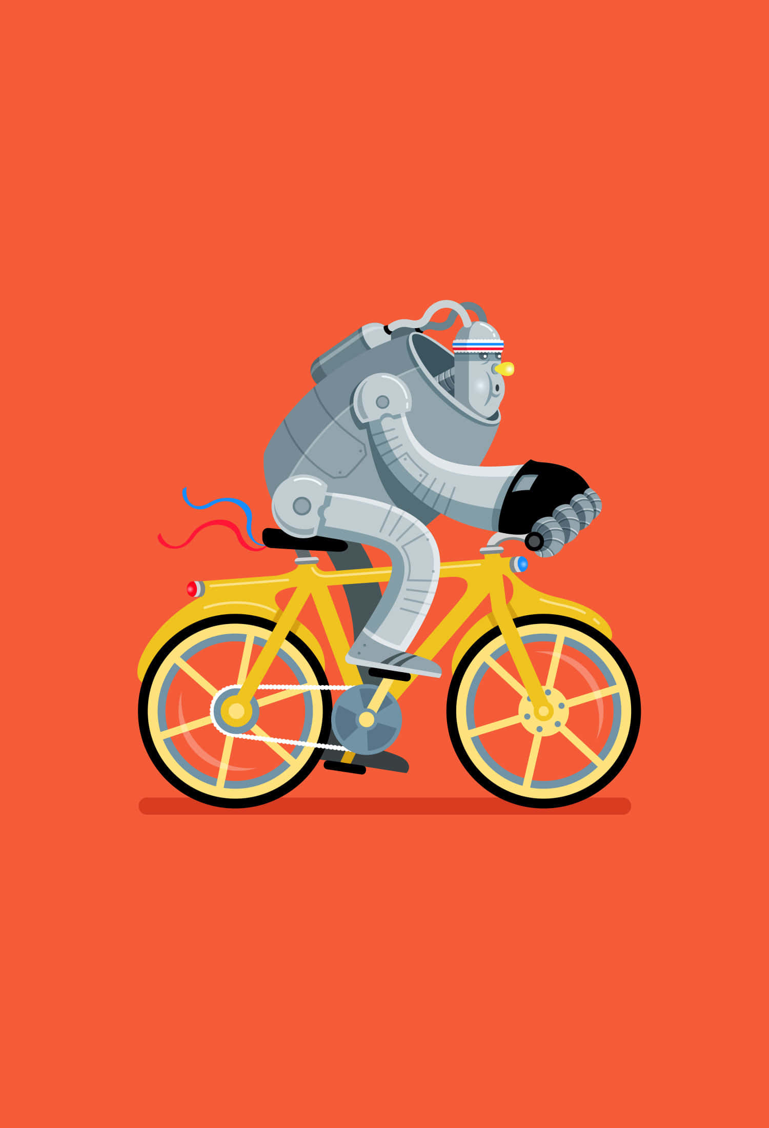 en robot som sykler på en oransje bakgrunn Bakgrunner