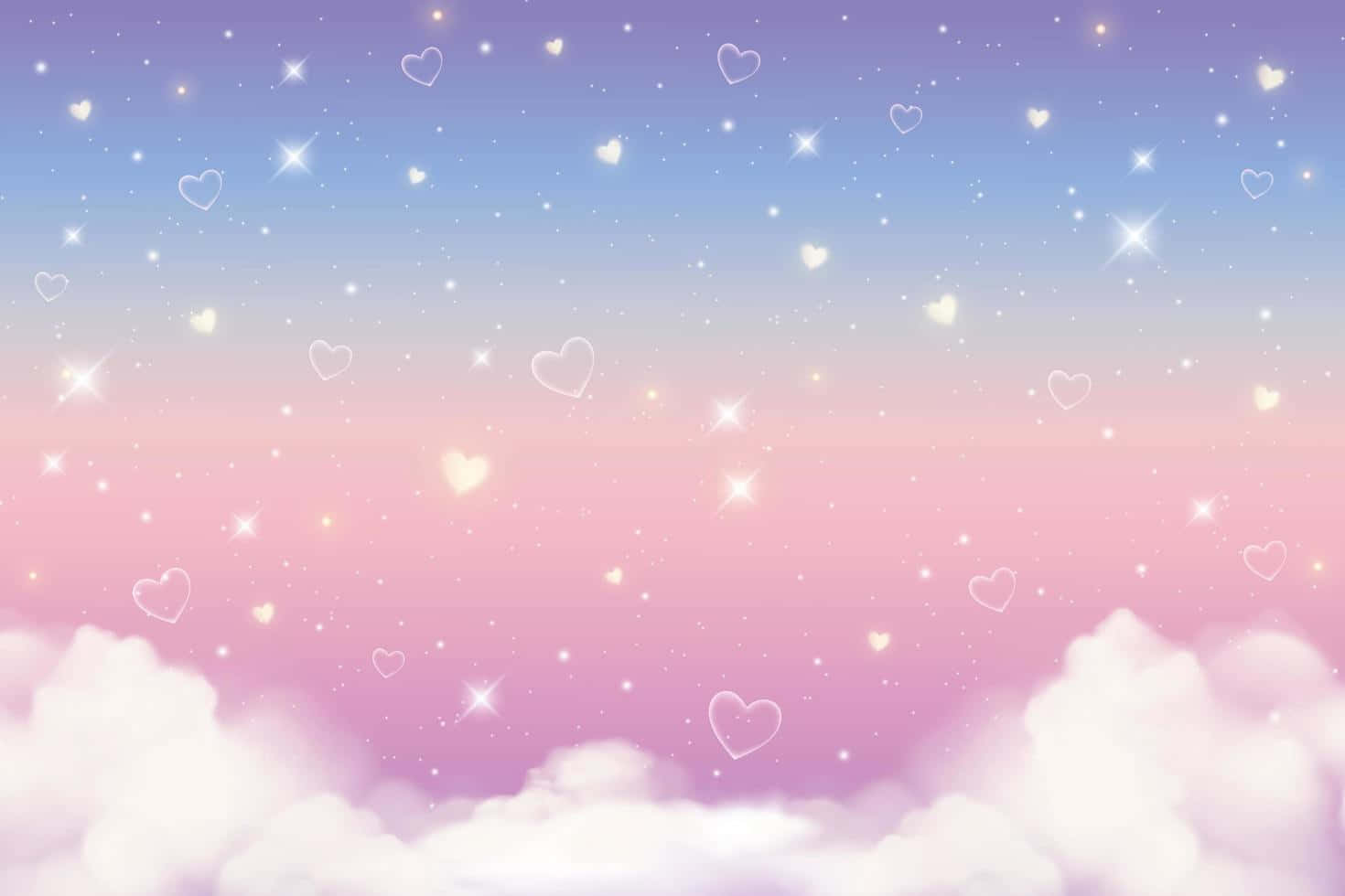 en rosa og lilla himmel med skyer og hjerter Bakgrunner