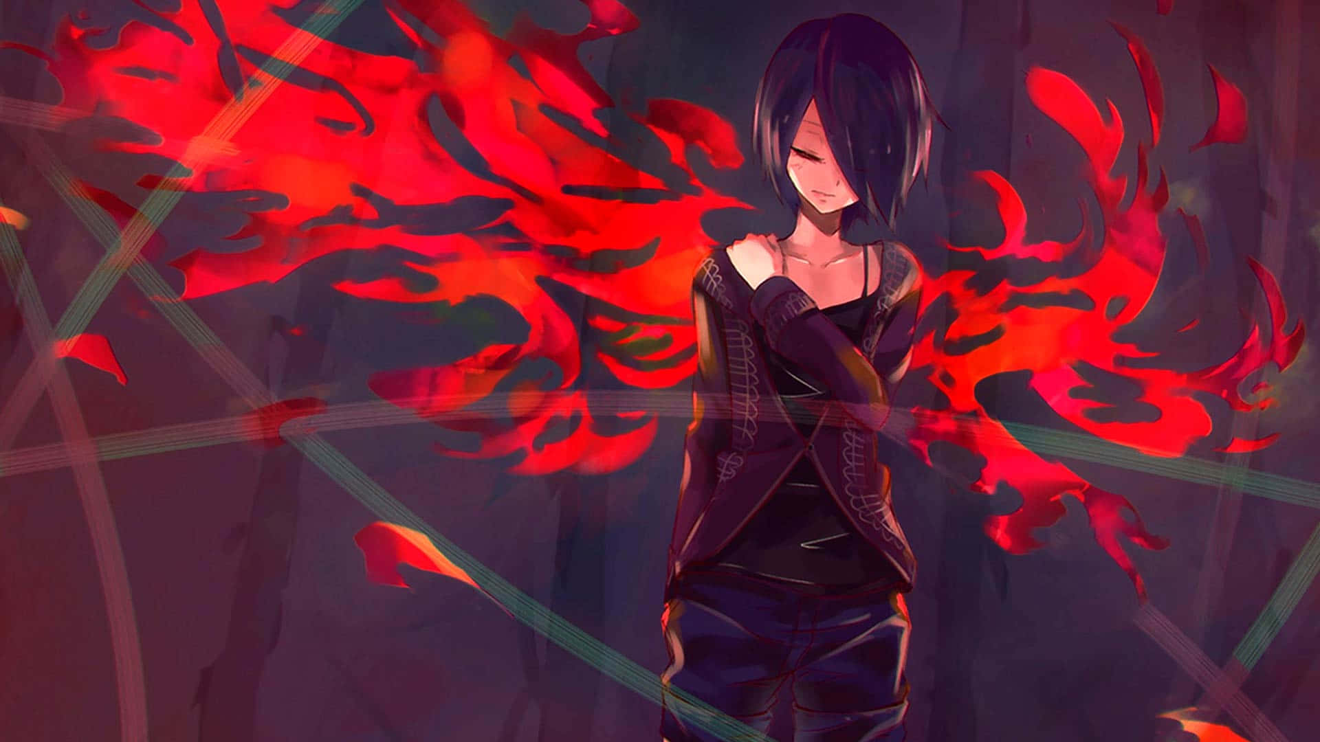 En scene fra Tokyo Ghoul fylt med Tokyos travle bybilde Bakgrunner
