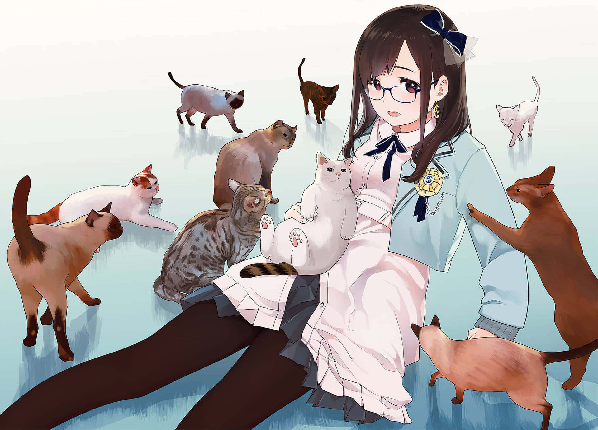 En søt animekatt som nyter litt sjokolade Bakgrunner