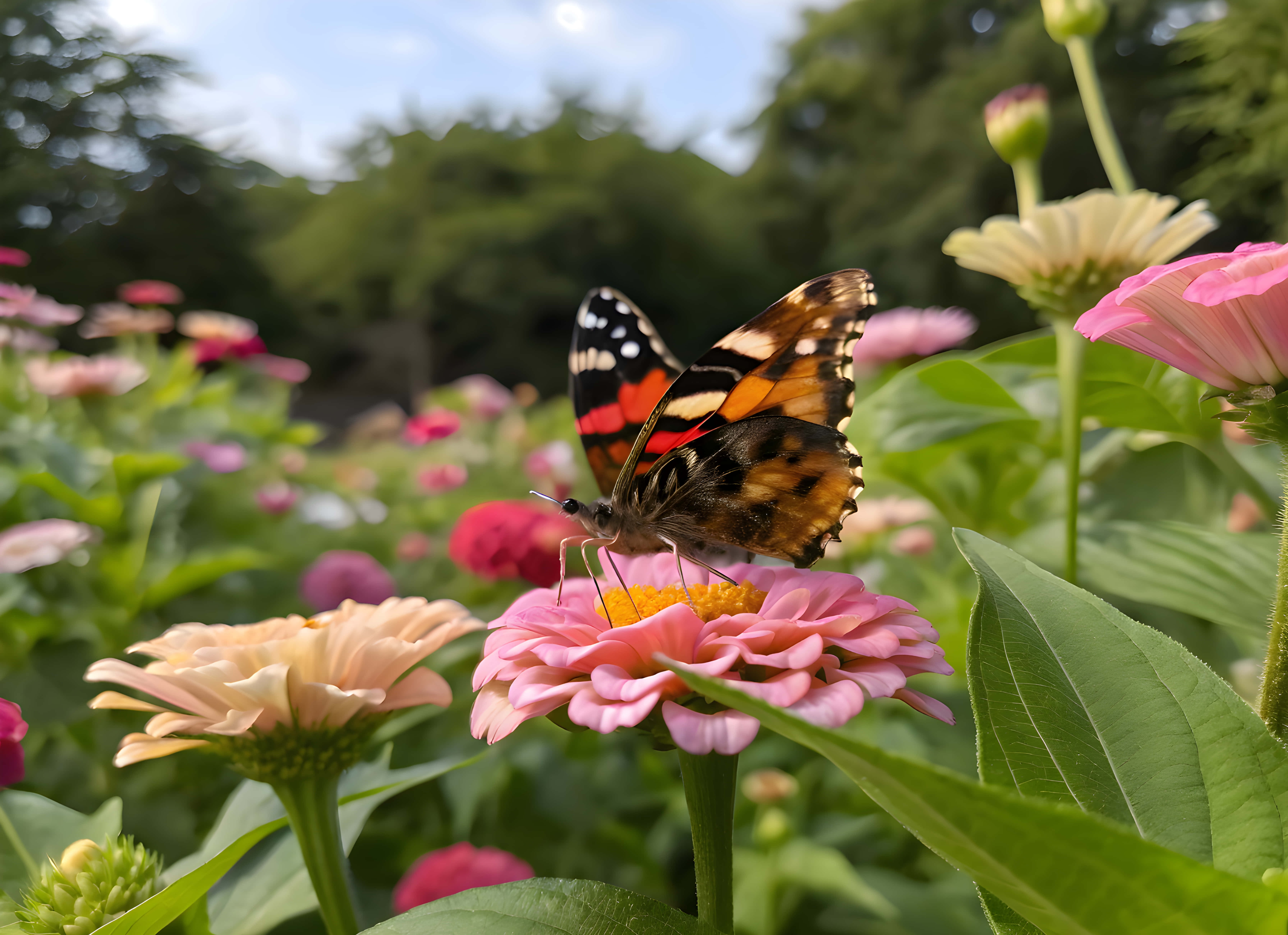 En sommerfugl som tar honning fra blomster Bakgrunner