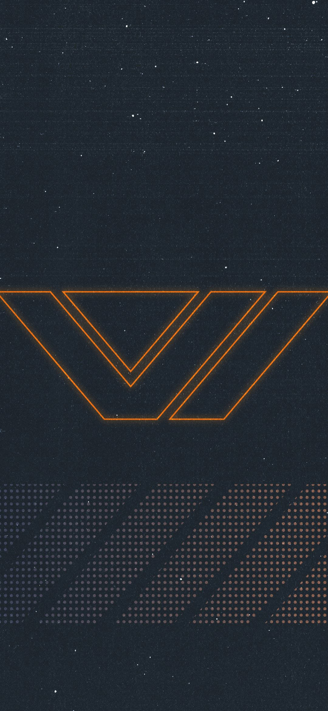 en svart og oransje logo med en v i midten Bakgrunner