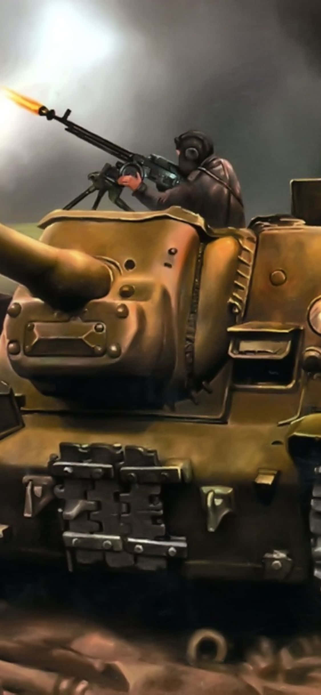 en tank med en kanon i bakgrunnen Bakgrunner
