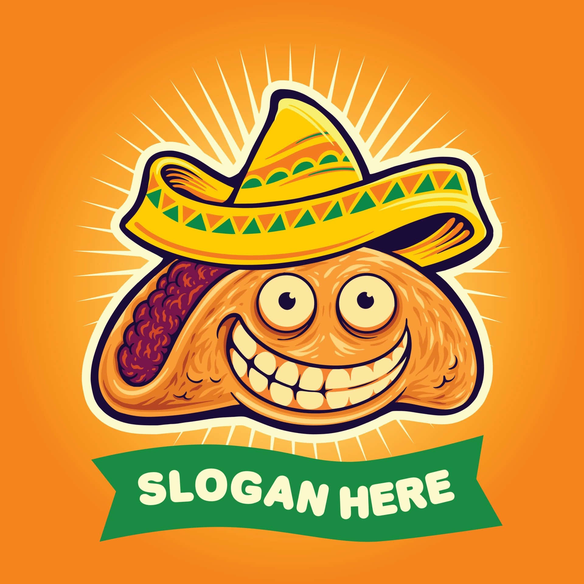 en tegneserietaco med sombrero på oransje bakgrunn Bakgrunner