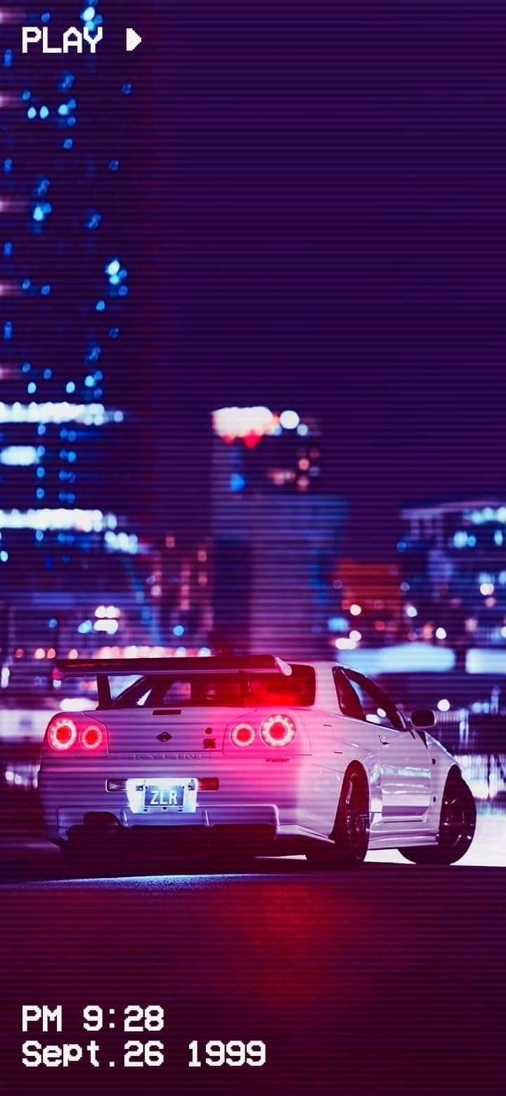 En vintage kjøretur på gaten, en klassisk Nissan Skyline JDM Bakgrunner