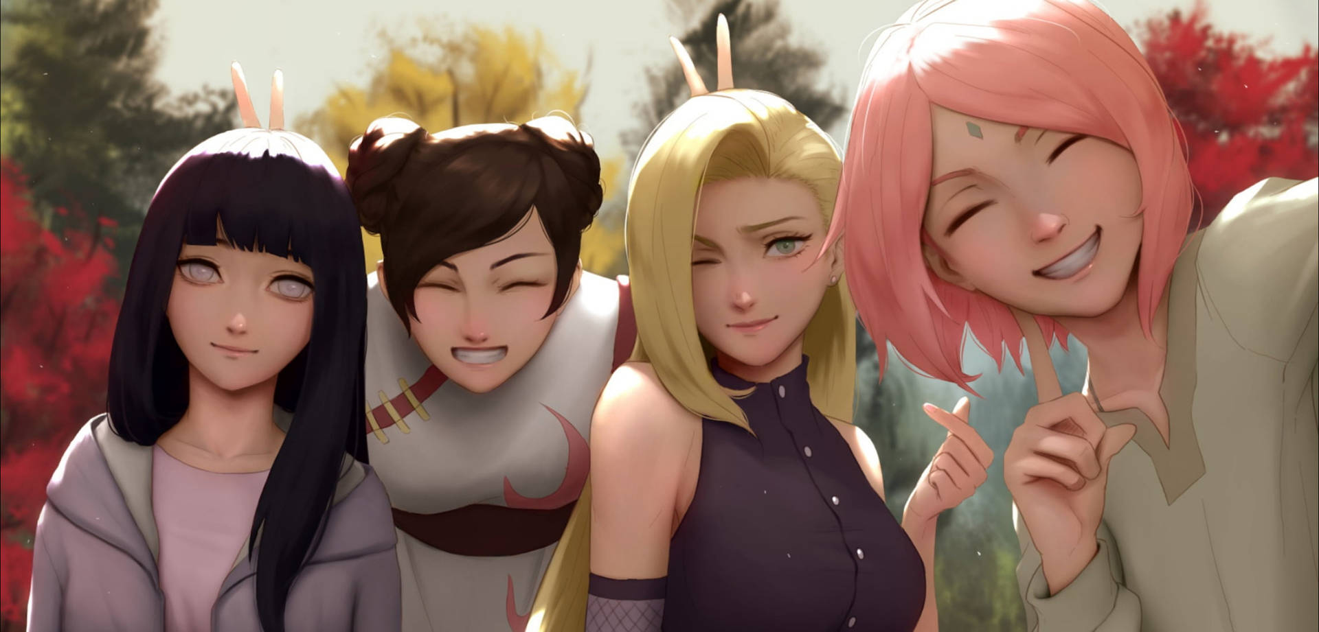 Naruto 4K bakgrunnsbilde med jentekarakterer
