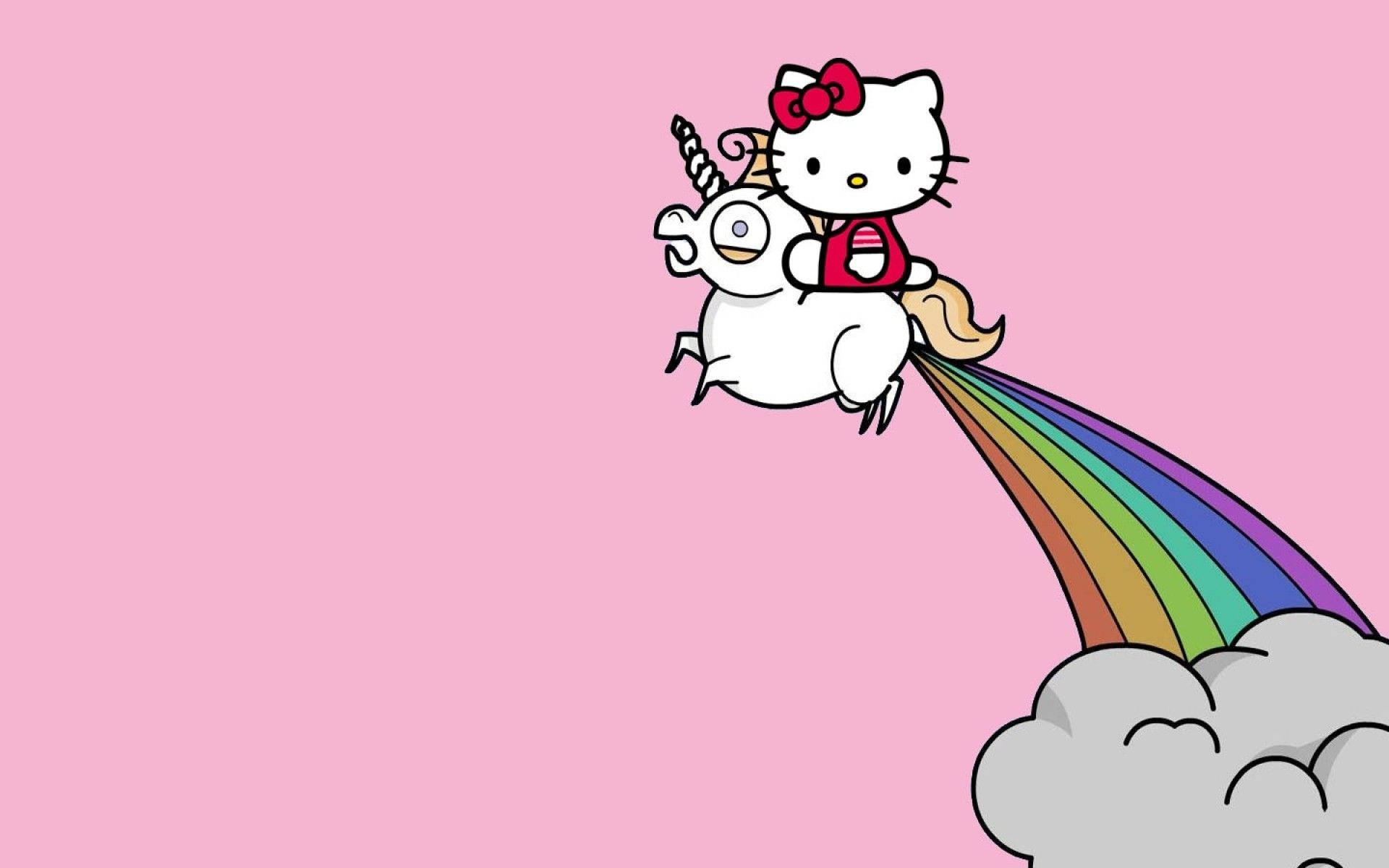 Enhjørning med Hello Kitty-estetikk Bakgrunner