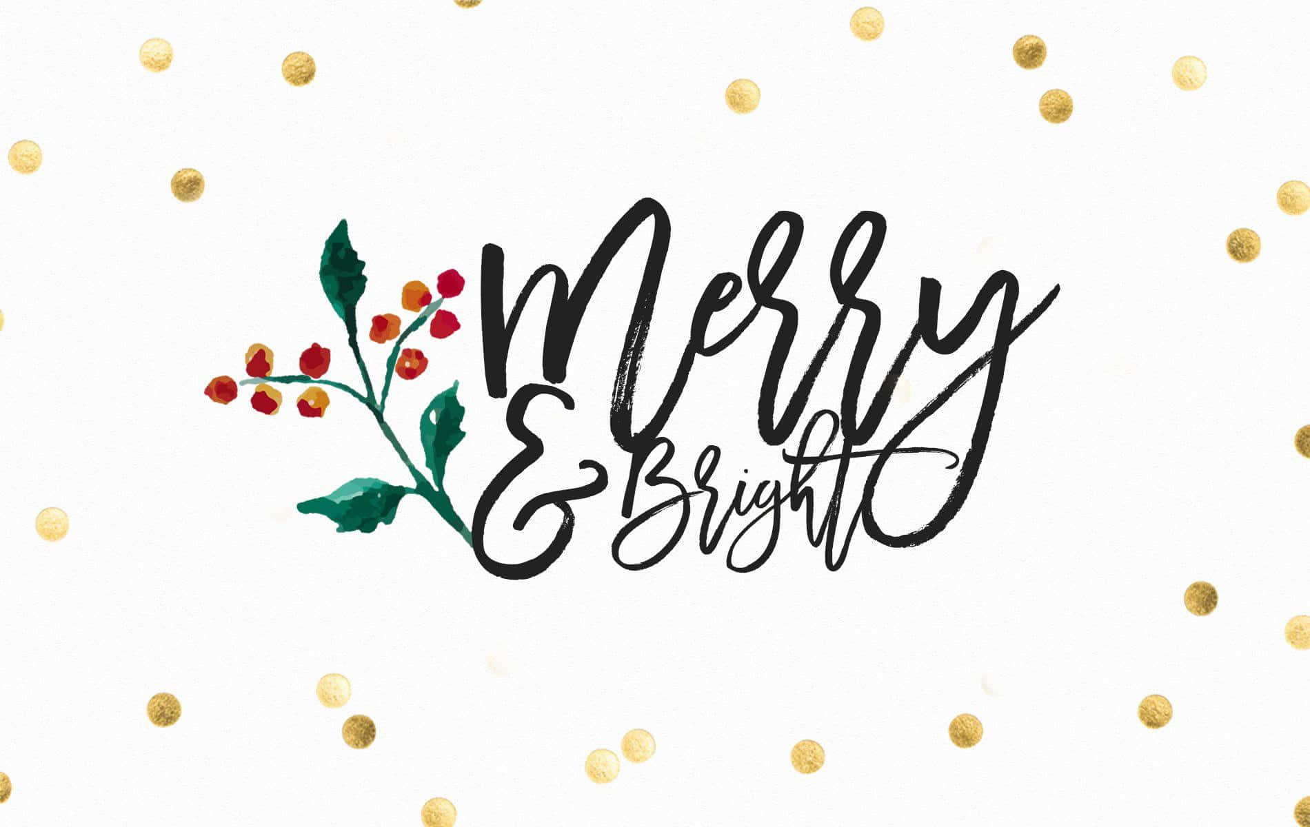 Enkel julehilsen Merry And Bright til iPad Bakgrunner
