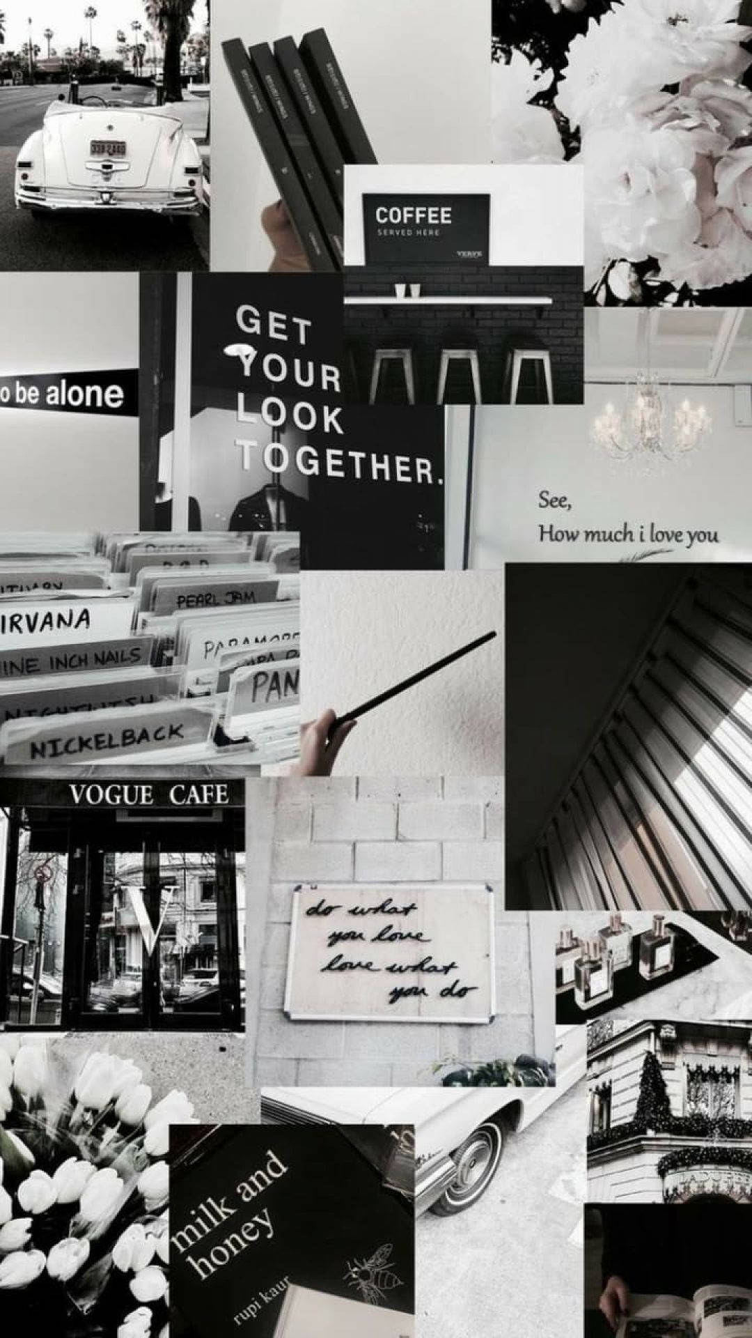 Enkel monokrom E-Girl-estetisk collage Bakgrunner