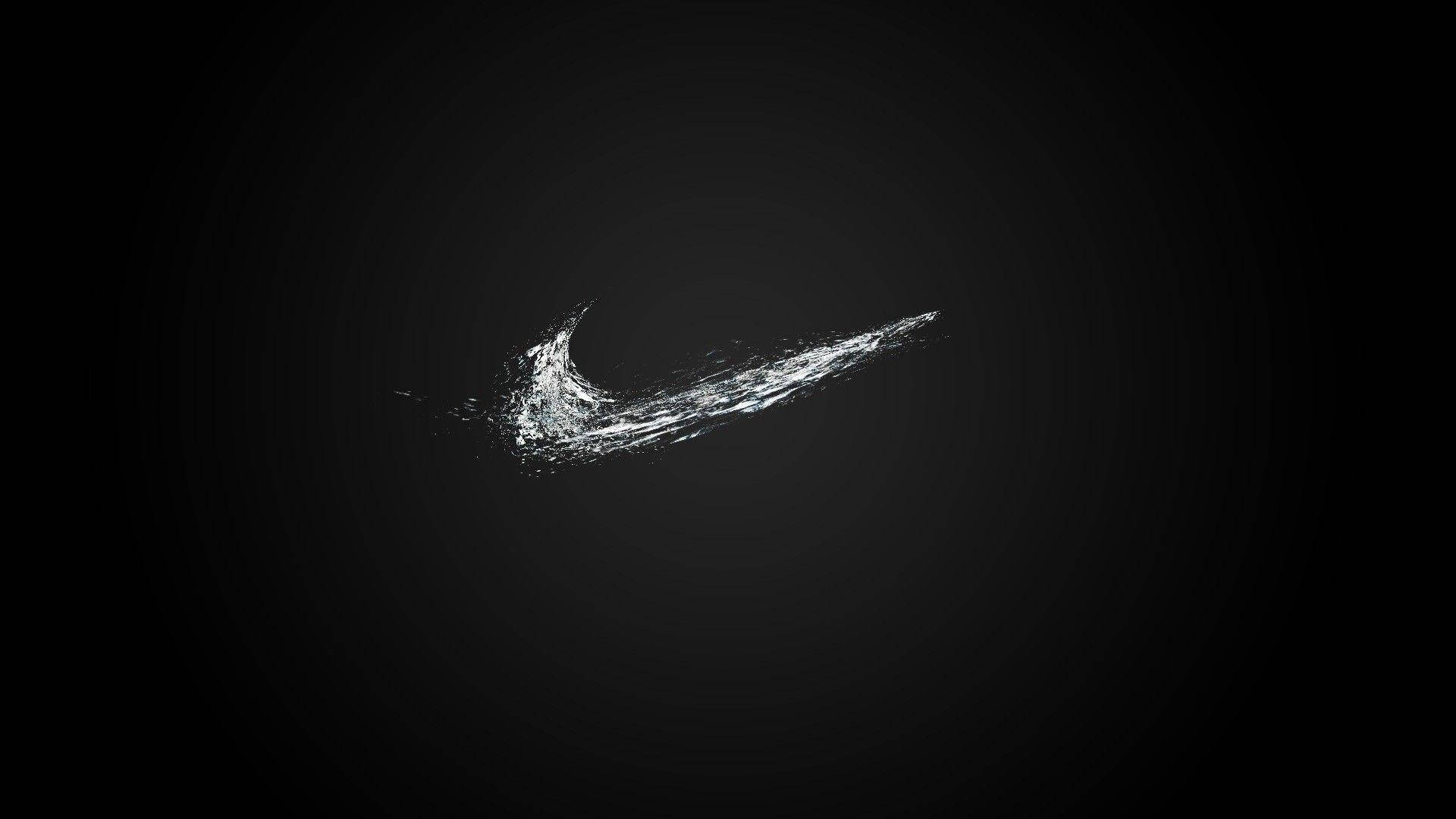 Enkel Nike-logo kul svart strekmann som ser på datamaskin Bakgrunner