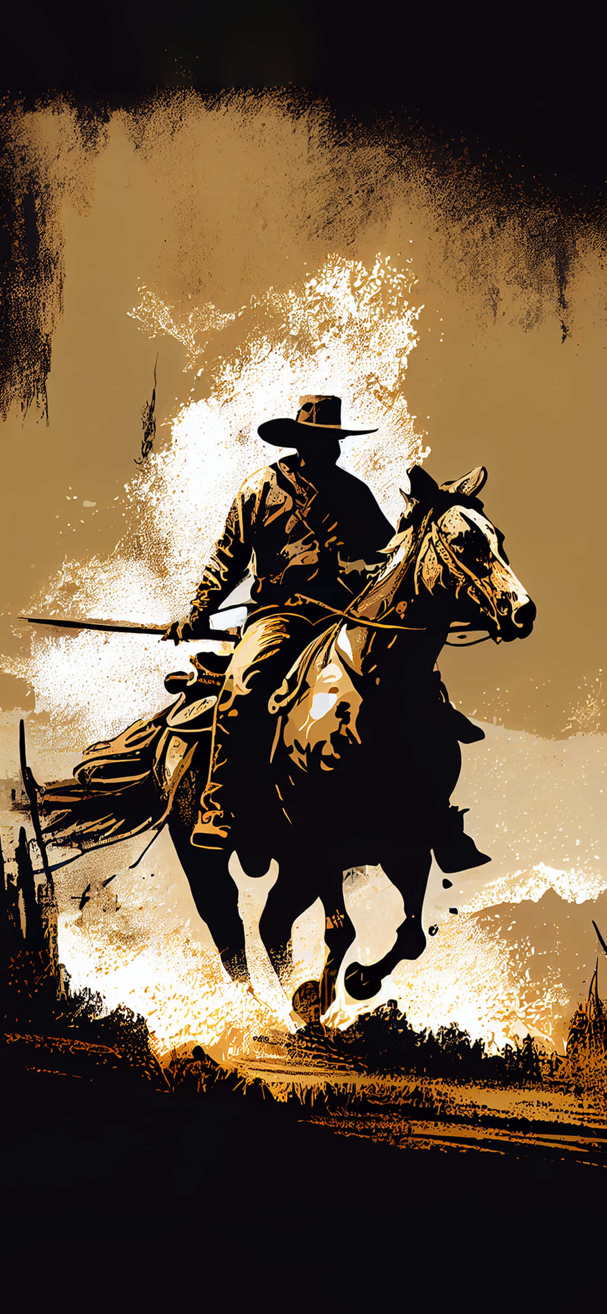 Ensom cowboy i et solnedgangslandskap Bakgrunner