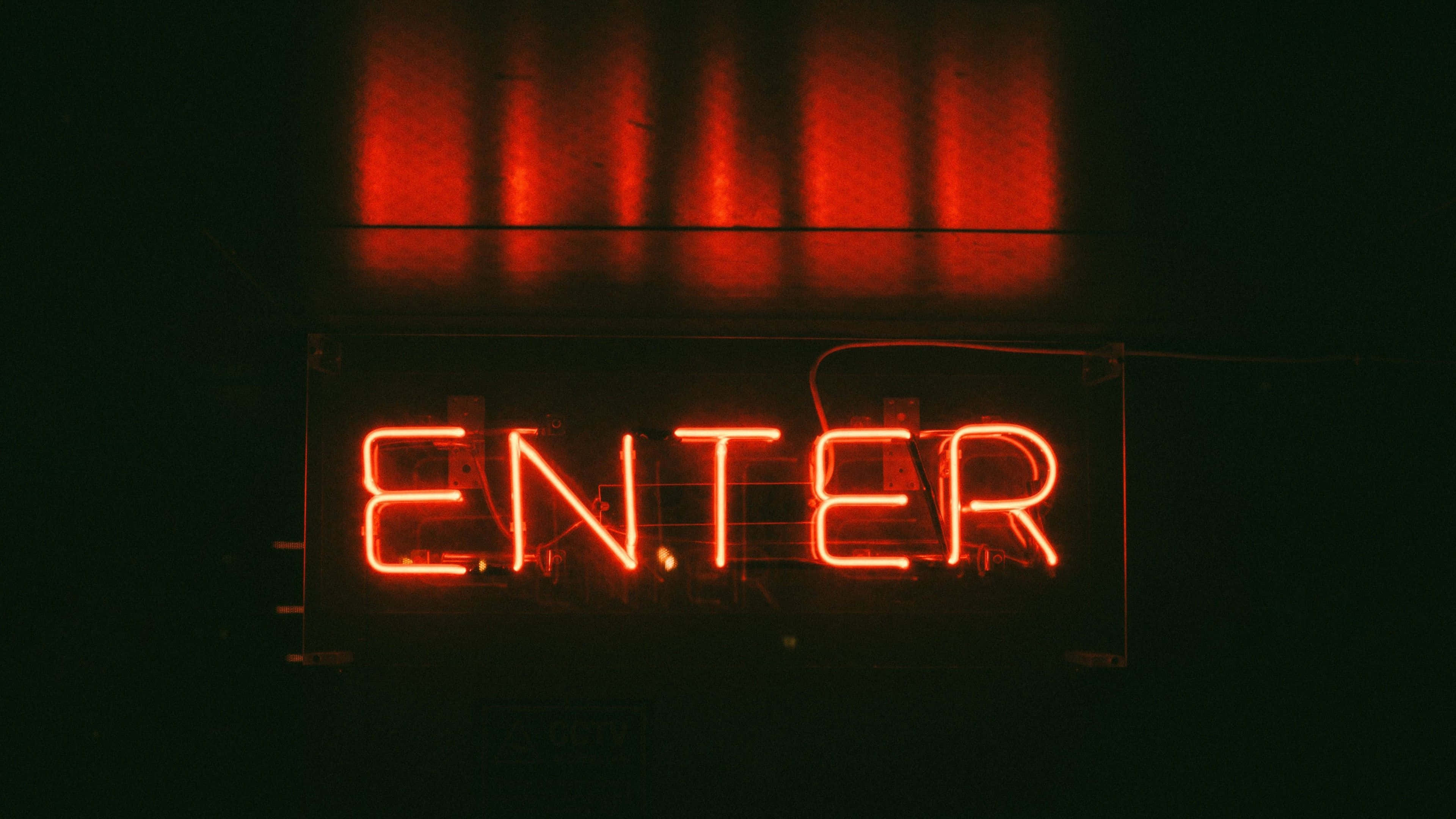 "Enter" i neonsign rød estetikk Bakgrunner