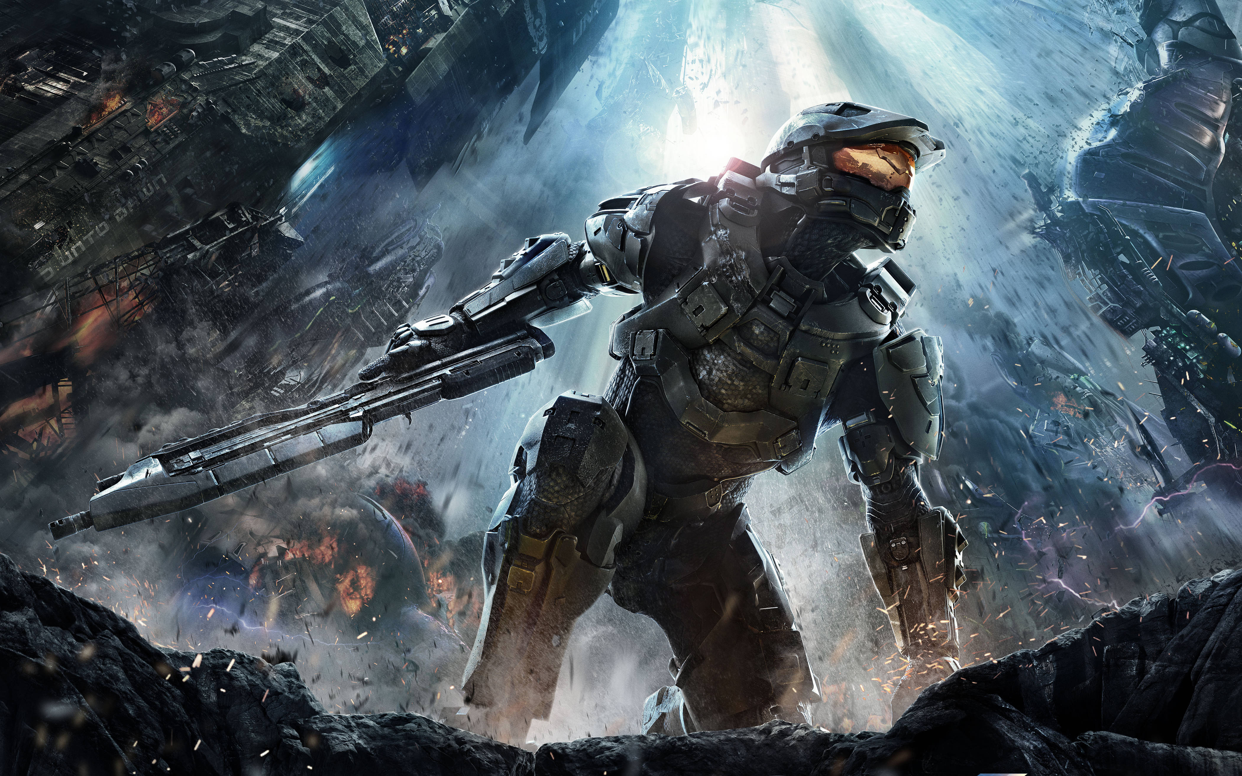 Episk Halo Master Chief-scene på 4K-spillmobil Bakgrunner
