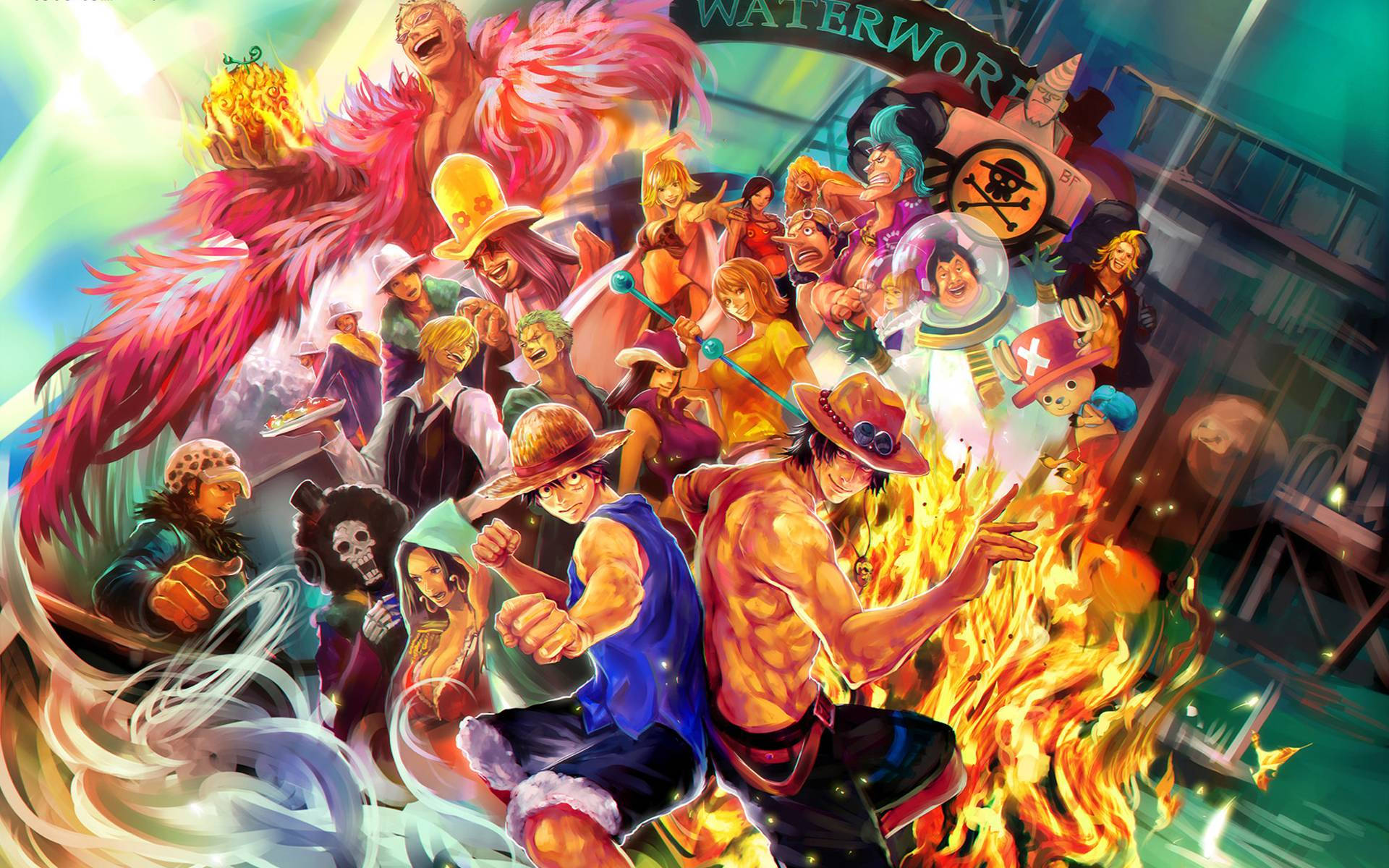 One Piece Anime Fan Art-bakgrunn