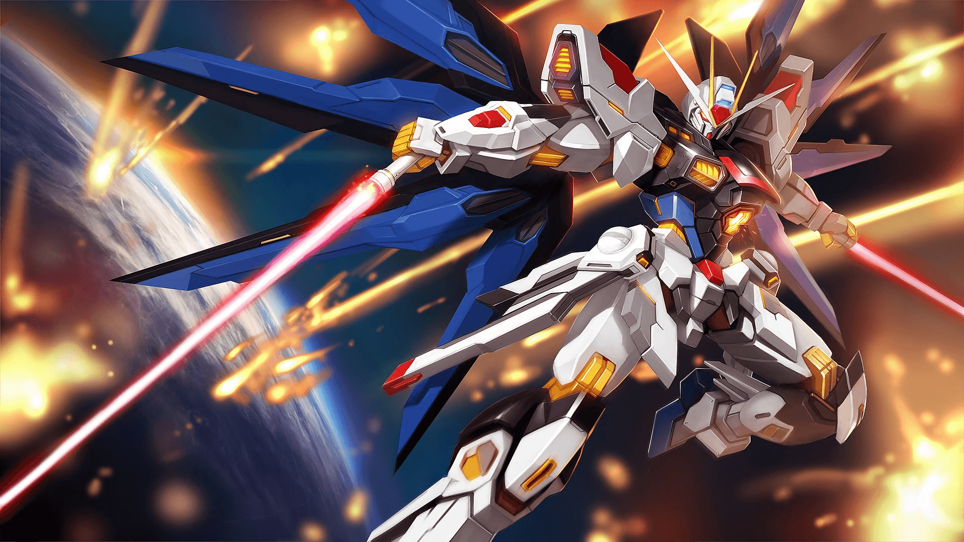 Episk kampscene mellom legendariske Gundam-krigere Bakgrunner