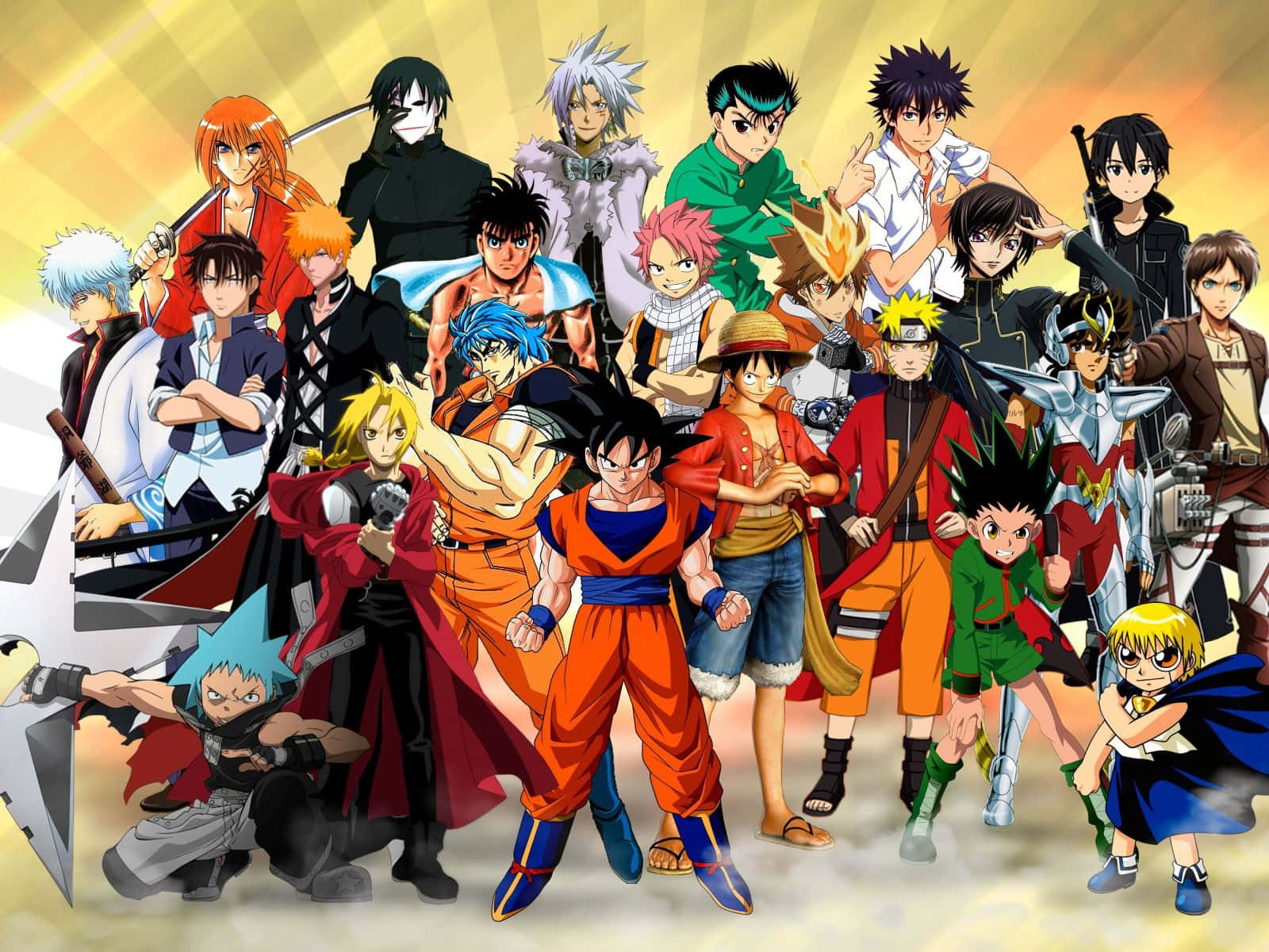 Episk plakat med mannlige anime-karakterer Bakgrunner