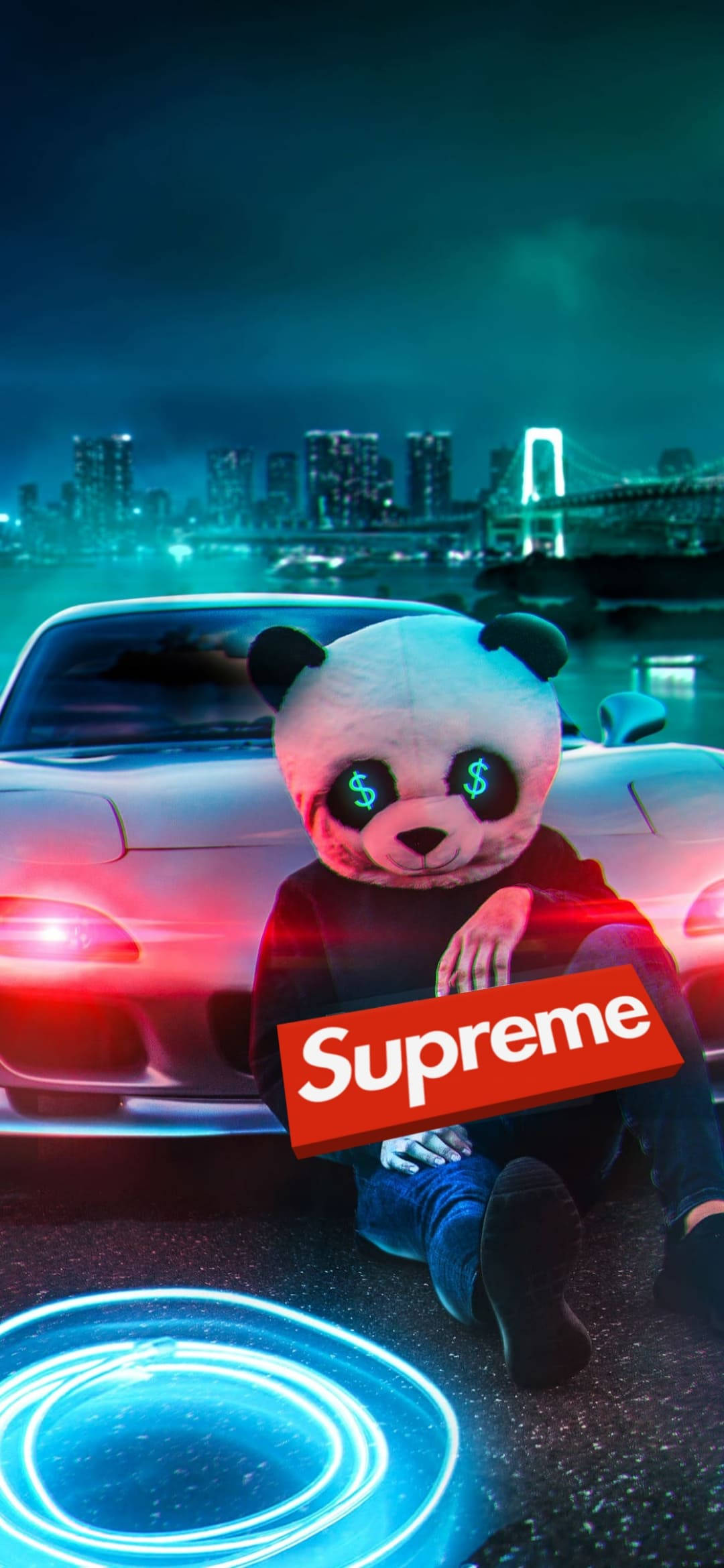 Episk Rød Supreme Med Panda Bakgrunner
