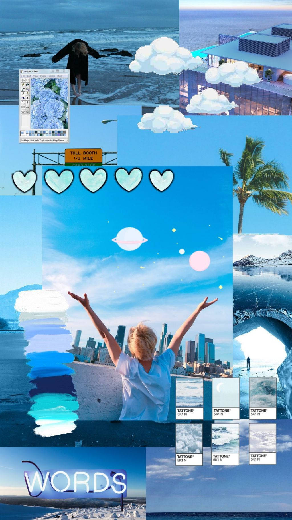 Estetisk Bts Jimin Blå Collage Bakgrunner
