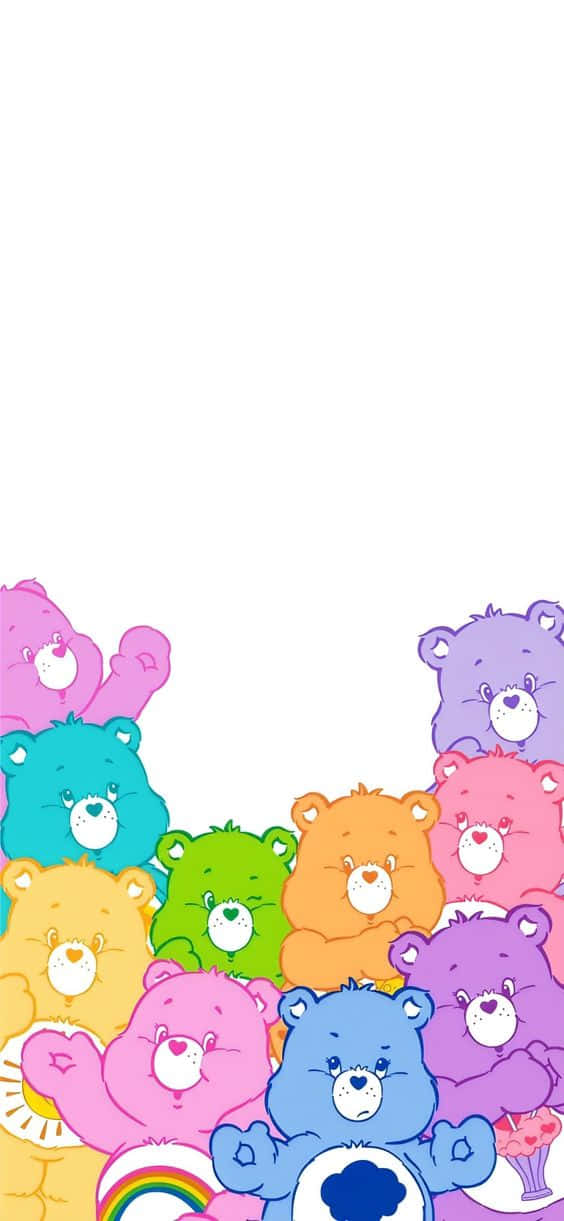 Estetisk Care Bear Fargerik På Hvit Bakgrunner