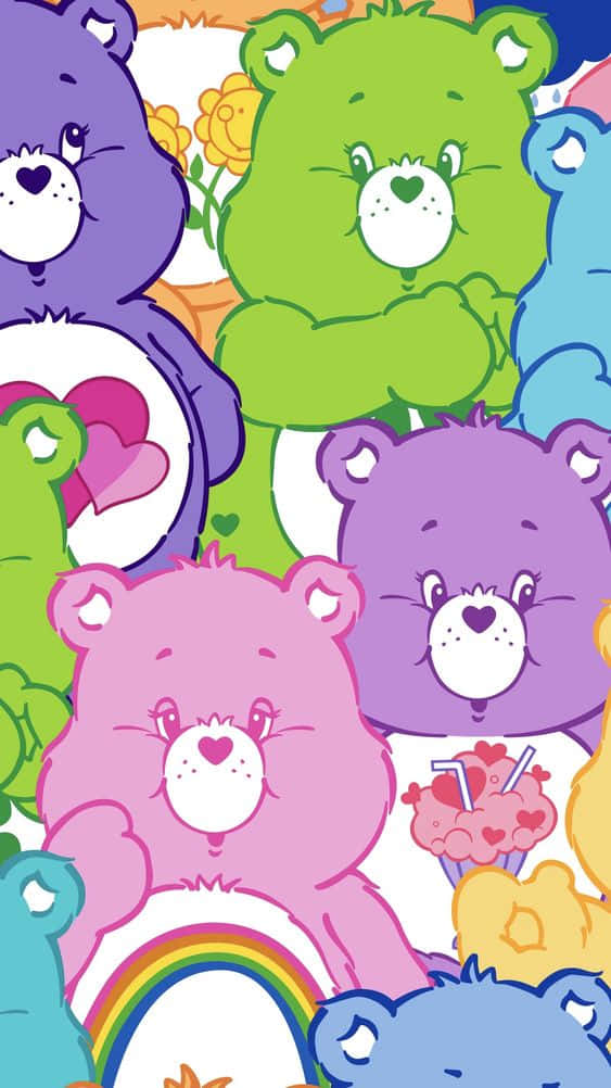 Estetisk Care Bear fargerike bjørner Bakgrunner